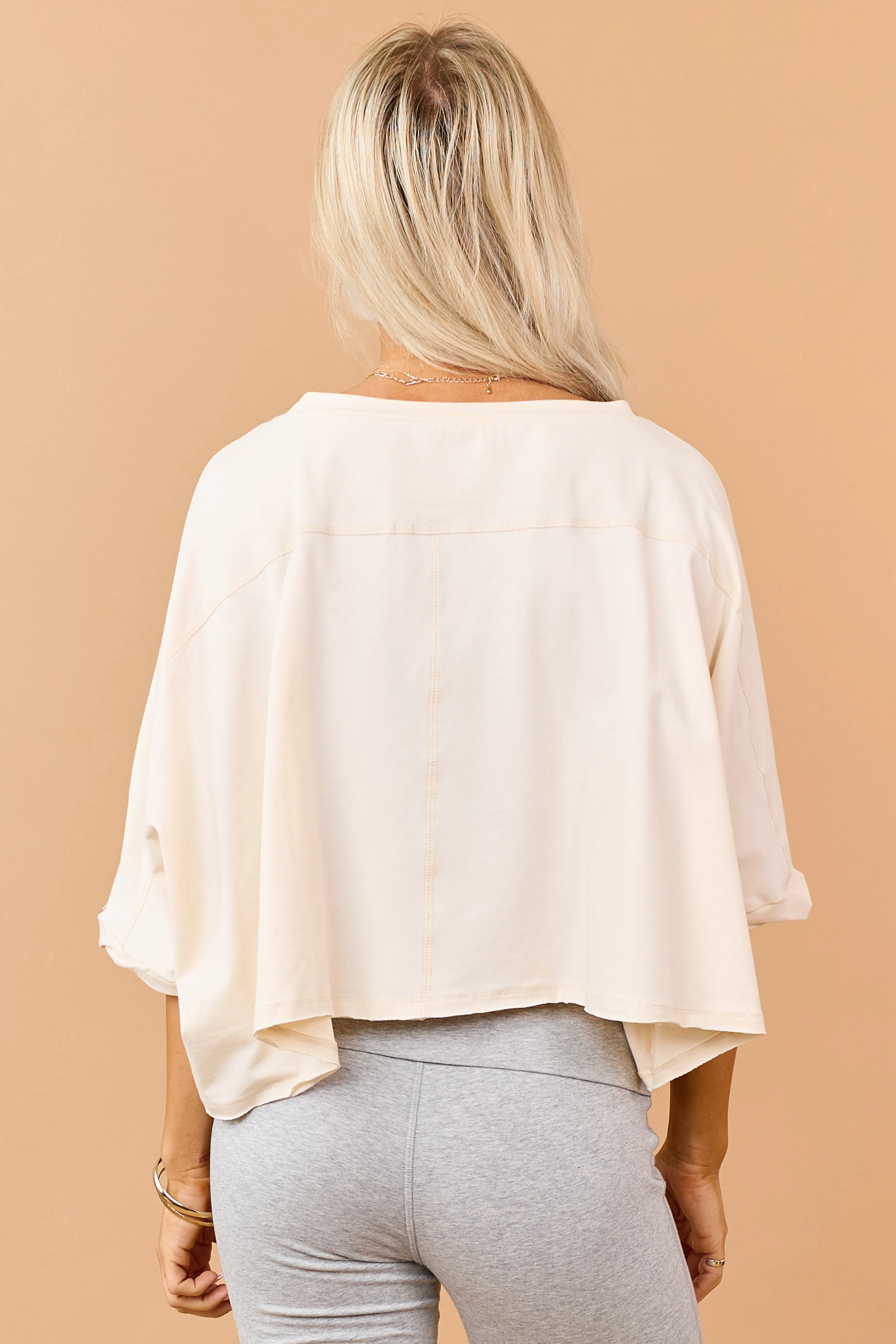 Champagne Cropped Crew Neck Short Sleeve Top sold by Lime Lush product image thumbnail 5
