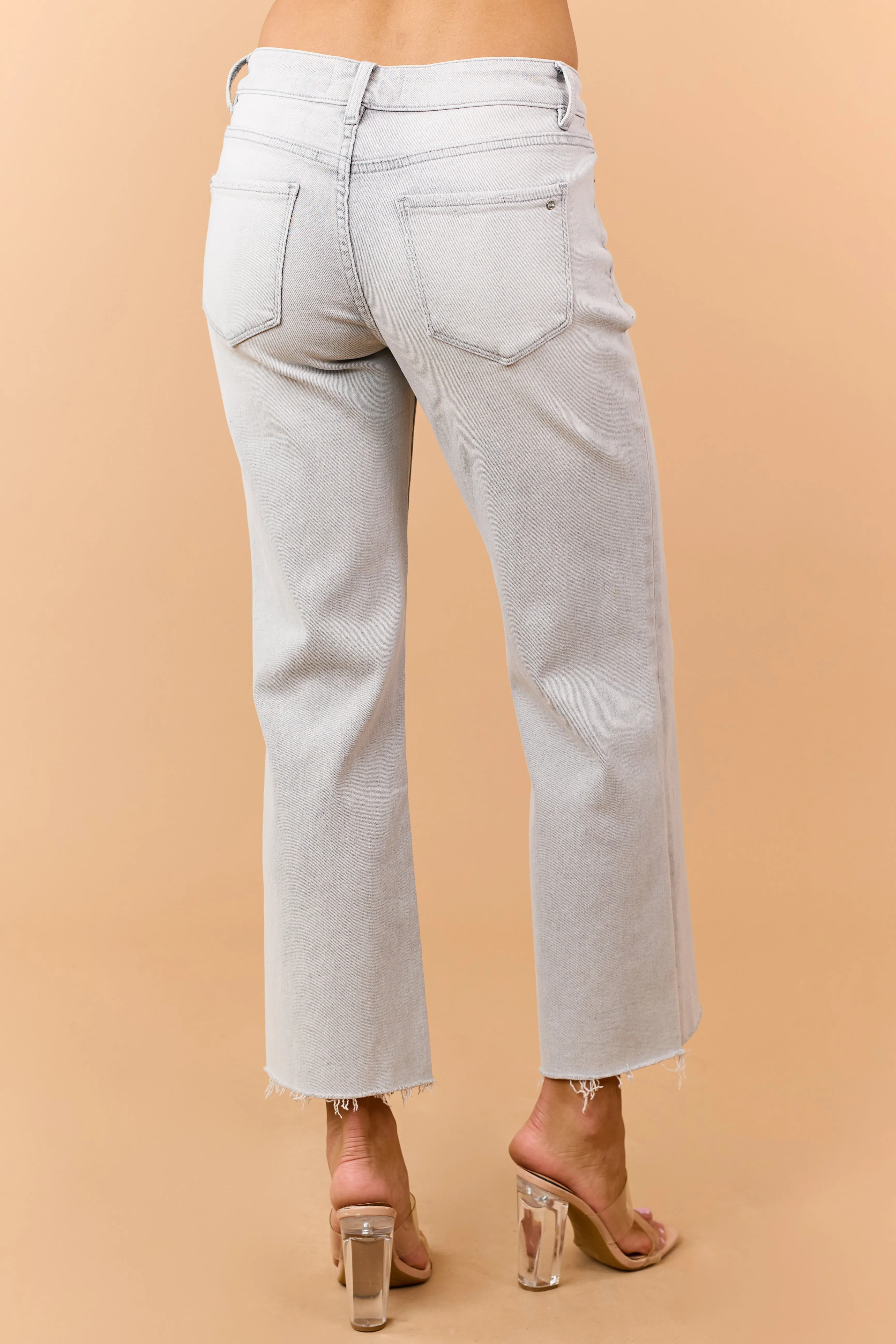 Mica Denim Pewter Grey Stretchy Wide Crop Jeans sold by Lime Lush product image thumbnail 4