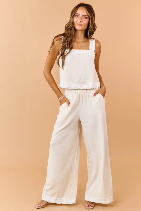 Listicle Almond Linen Blend Tank Top and Pants Set made by Listicle