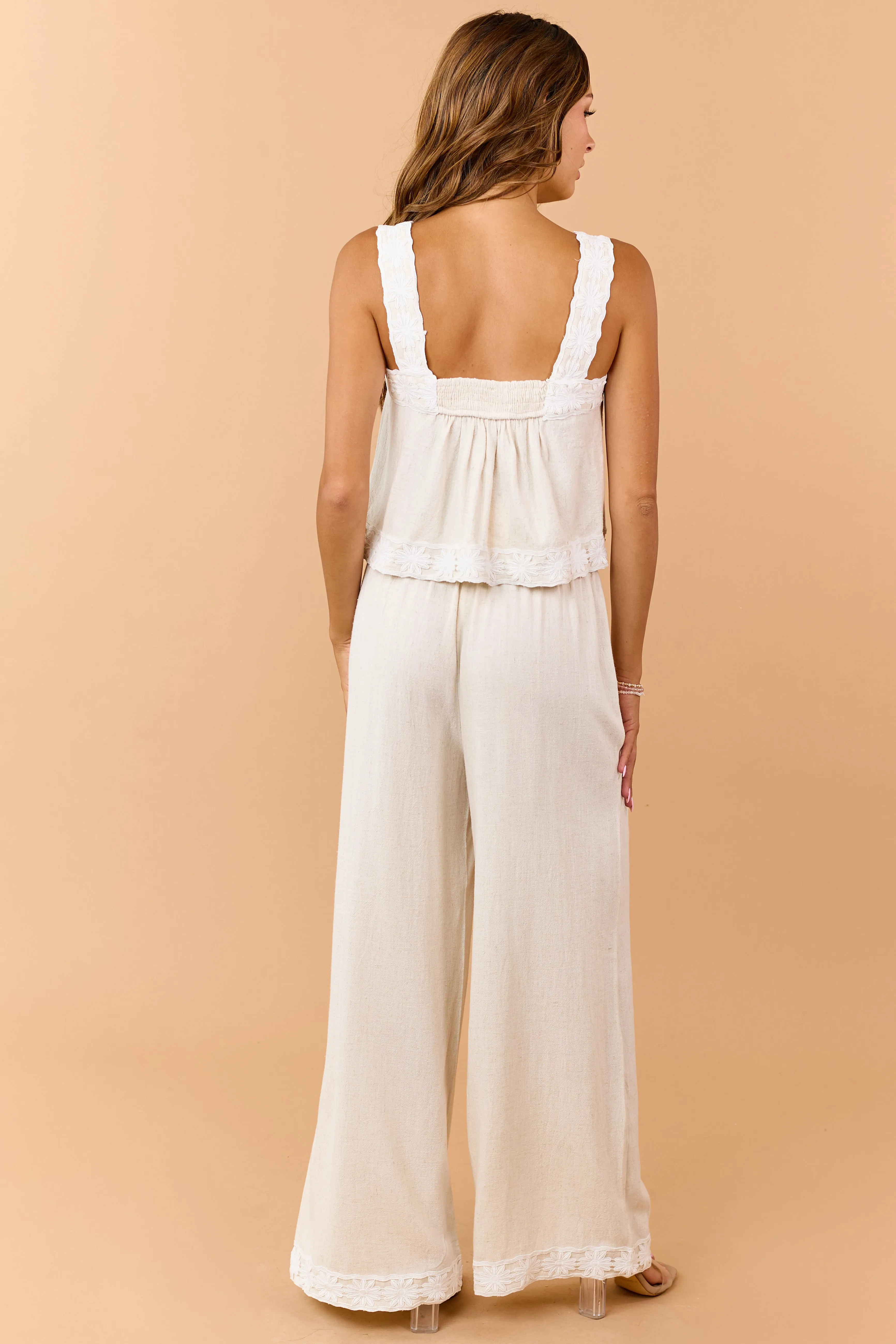 Listicle Almond Linen Blend Tank Top and Pants Set sold by Lime Lush product image thumbnail 5