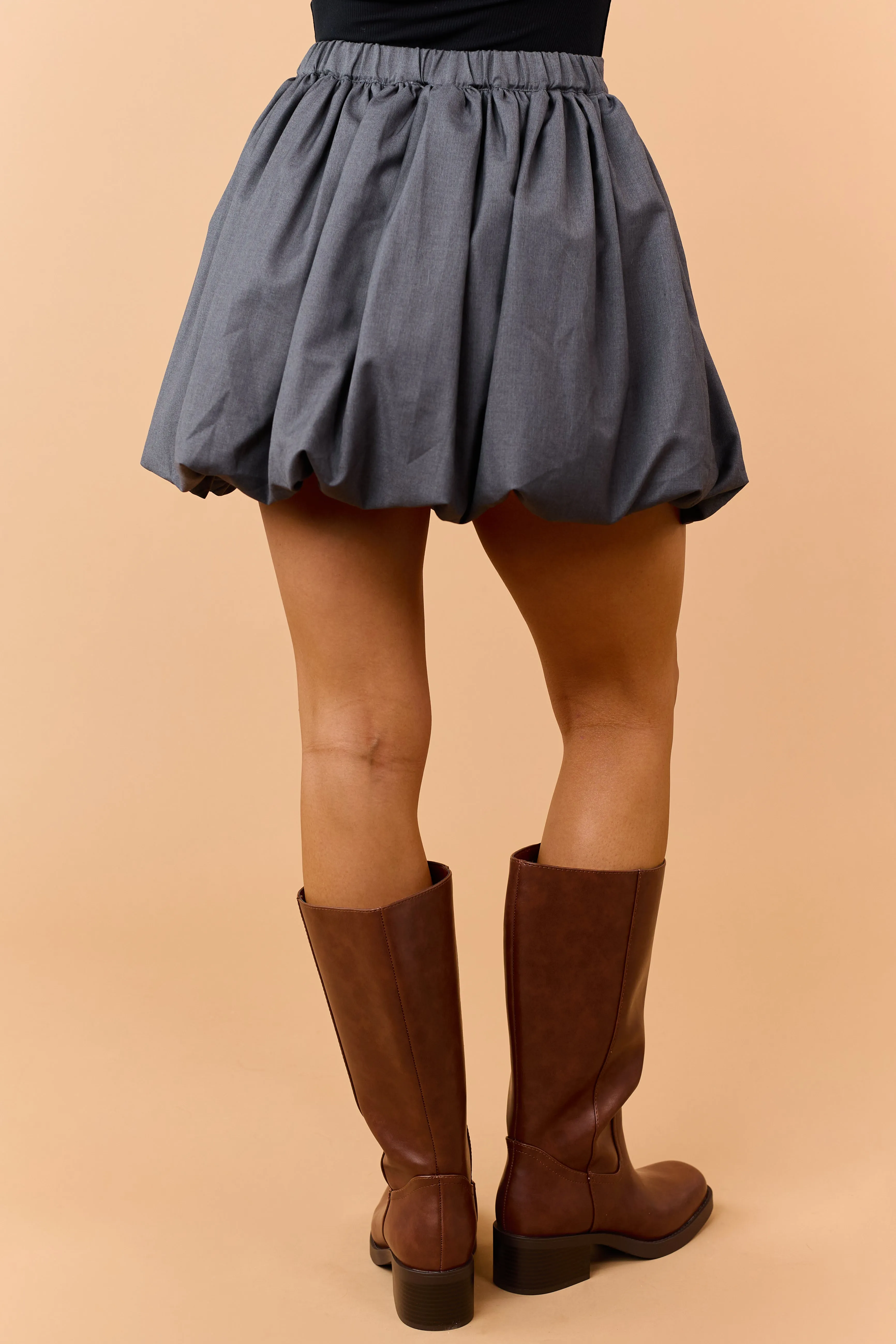 Graphite Bubble Hem A-Line Mini Skirt sold by Lime Lush product image thumbnail 4