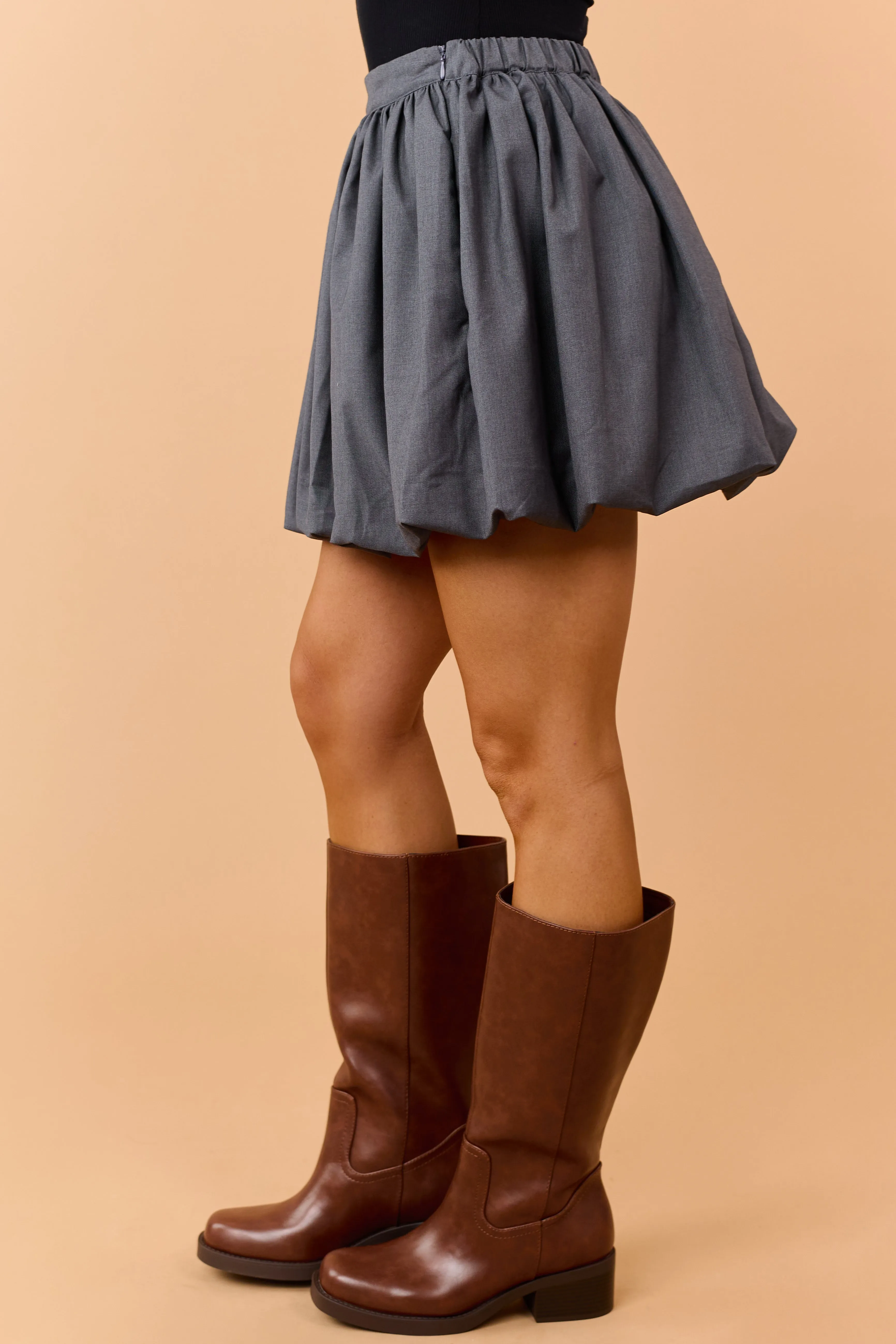 Graphite Bubble Hem A-Line Mini Skirt sold by Lime Lush product image thumbnail 3