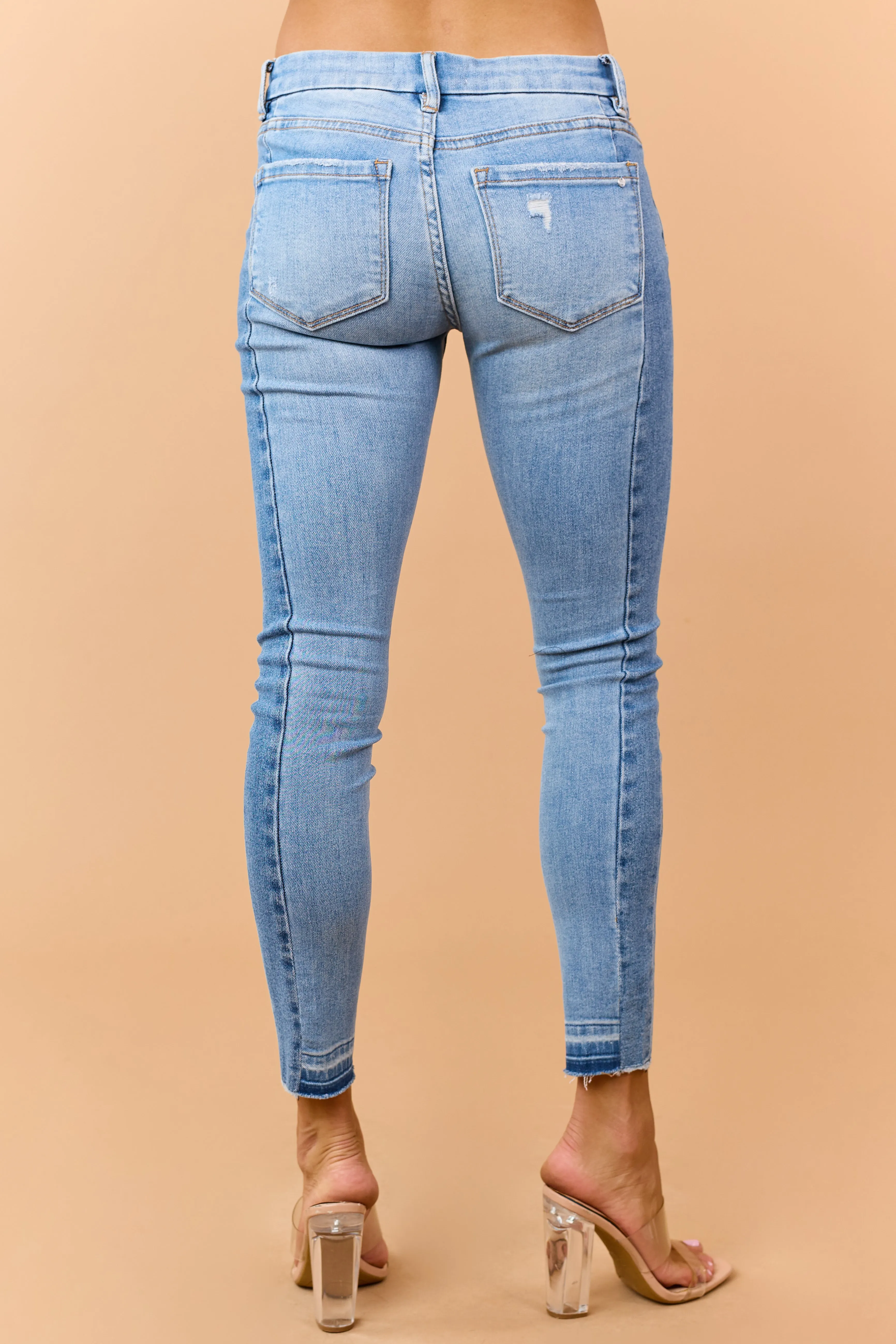 Mica Denim Light Wash Two Tone Stretchy Skinny Jeans sold by Lime Lush product image thumbnail 4
