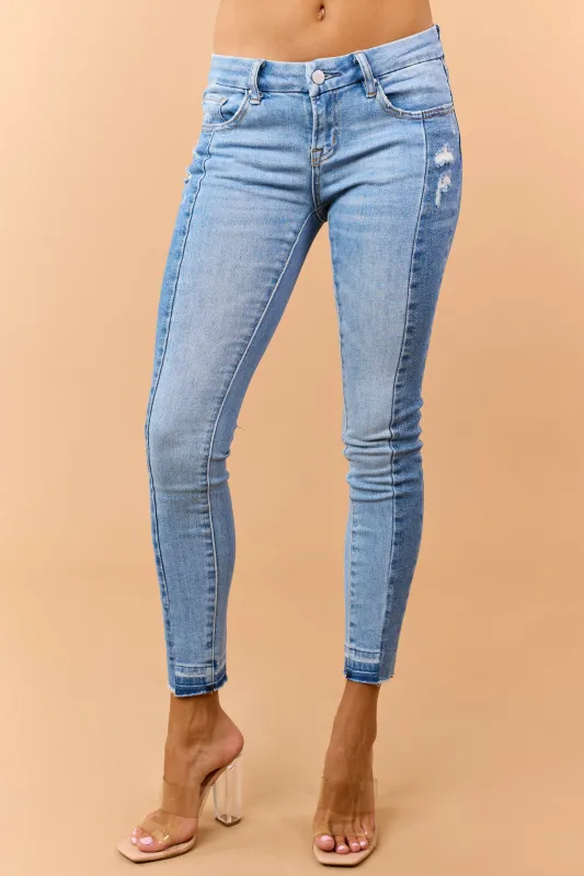 Mica Denim Light Wash Two Tone Stretchy Skinny Jeans made by Mica Denim