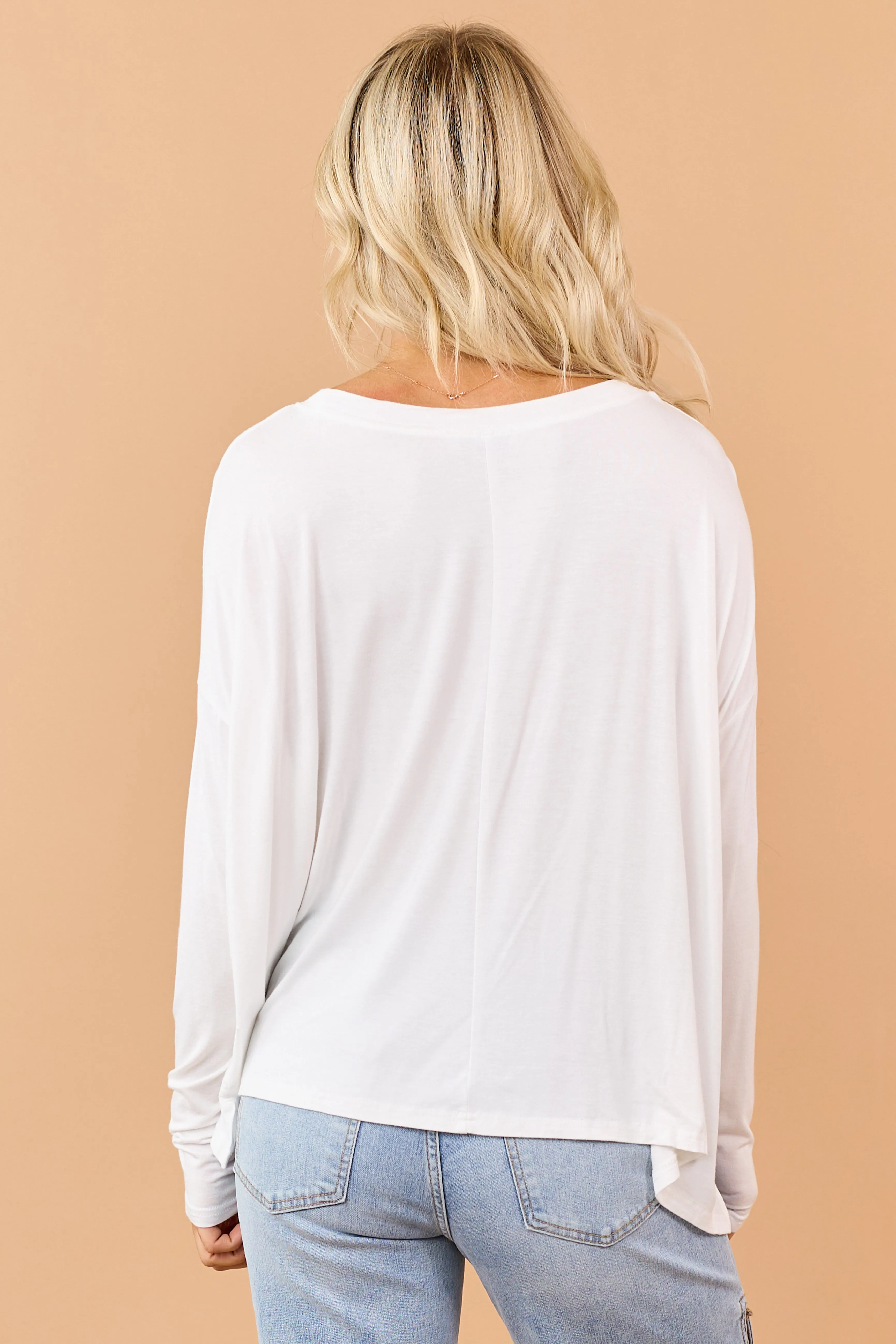 Ivory Relaxed Boxy Boatneck Long Sleeve Top sold by Lime Lush product image thumbnail 5