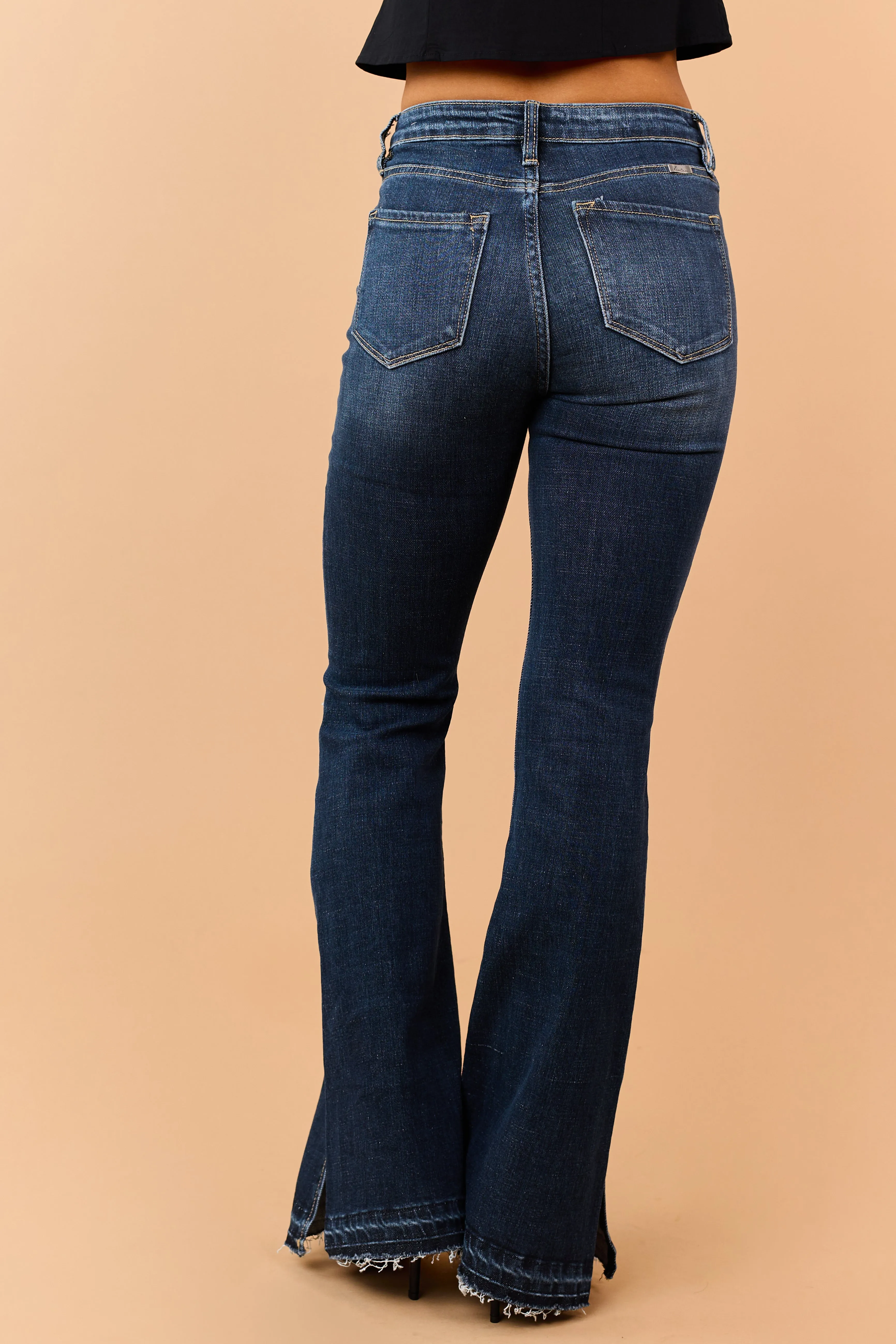 KanCan Dark Wash Distressed Stretchy Flare Jeans sold by Lime Lush product image thumbnail 4