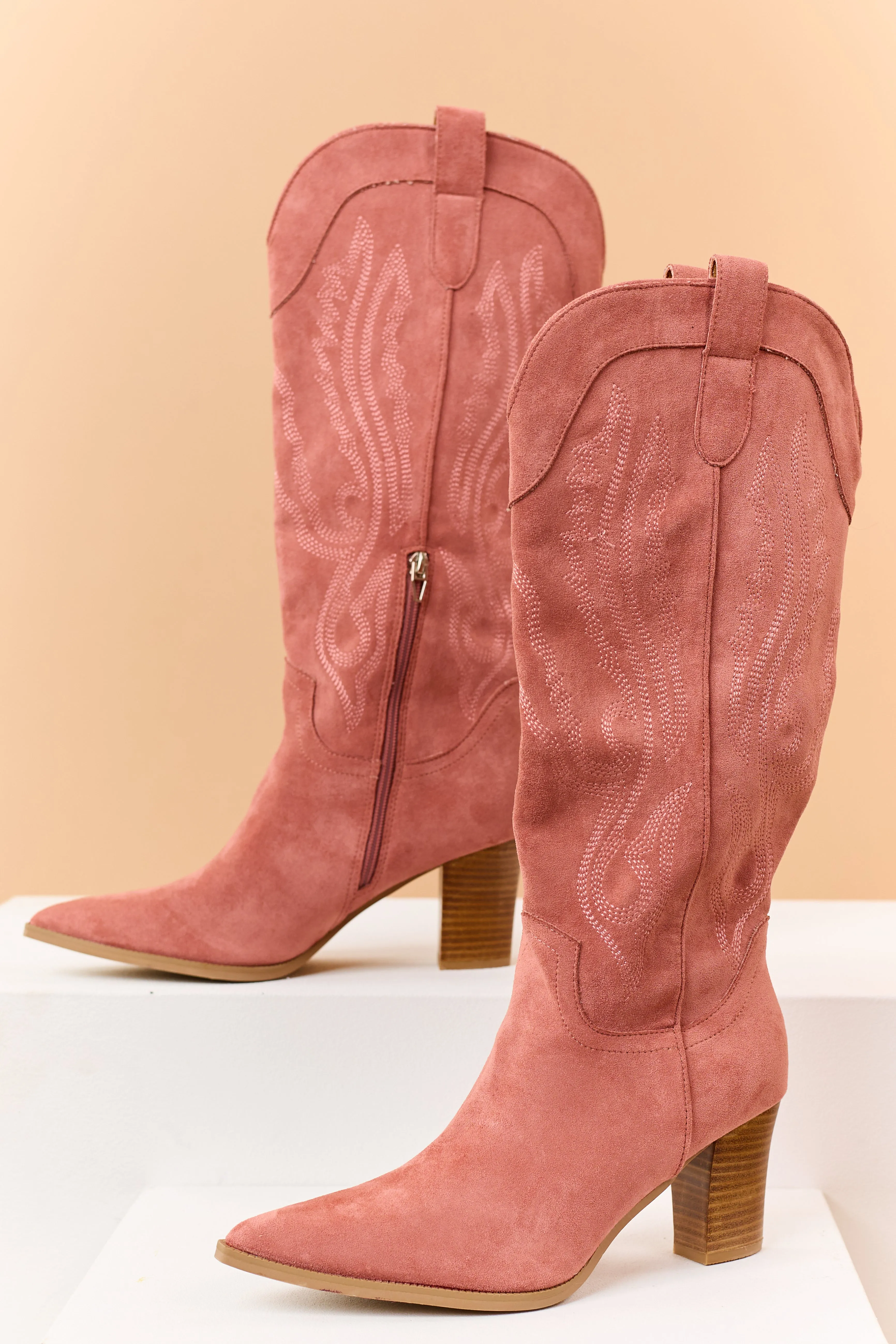 Punch Faux Suede Embroidered Tall Western Boots sold by Lime Lush product image thumbnail 4