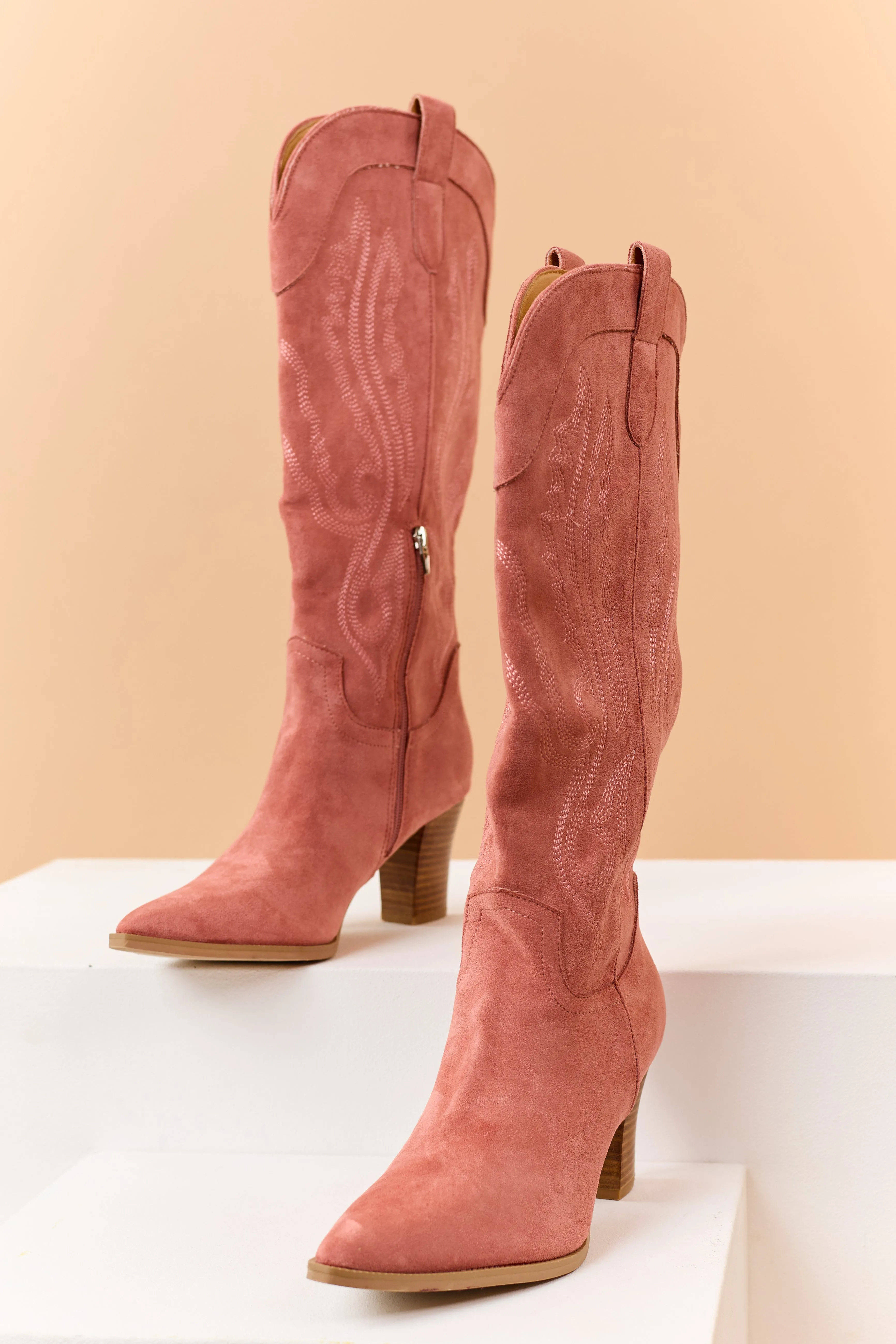 Punch Faux Suede Embroidered Tall Western Boots sold by Lime Lush product image thumbnail 5