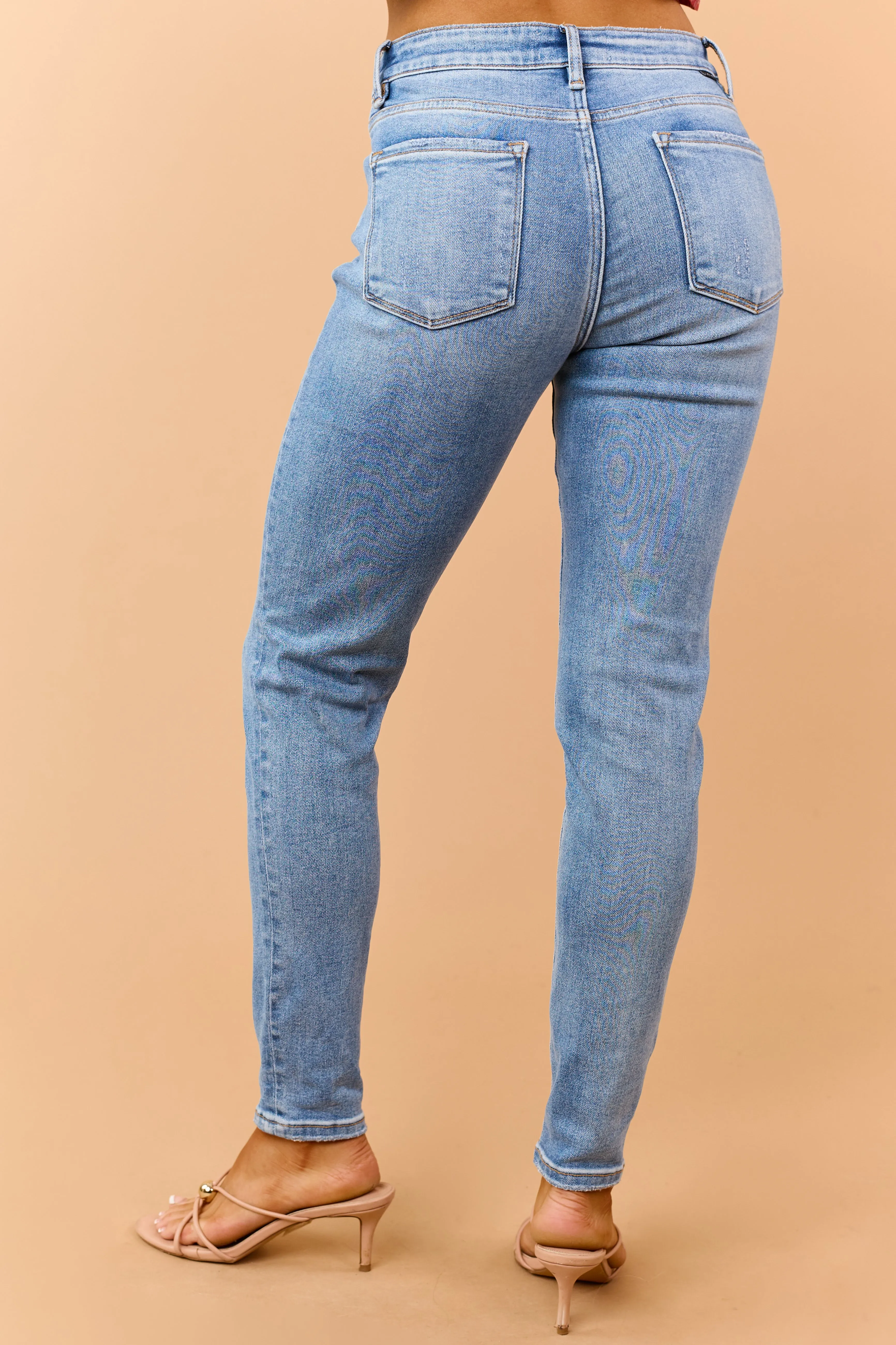 Risen Medium Wash Stretchy Tummy Control Skinny Jeans sold by Lime Lush product image thumbnail 4