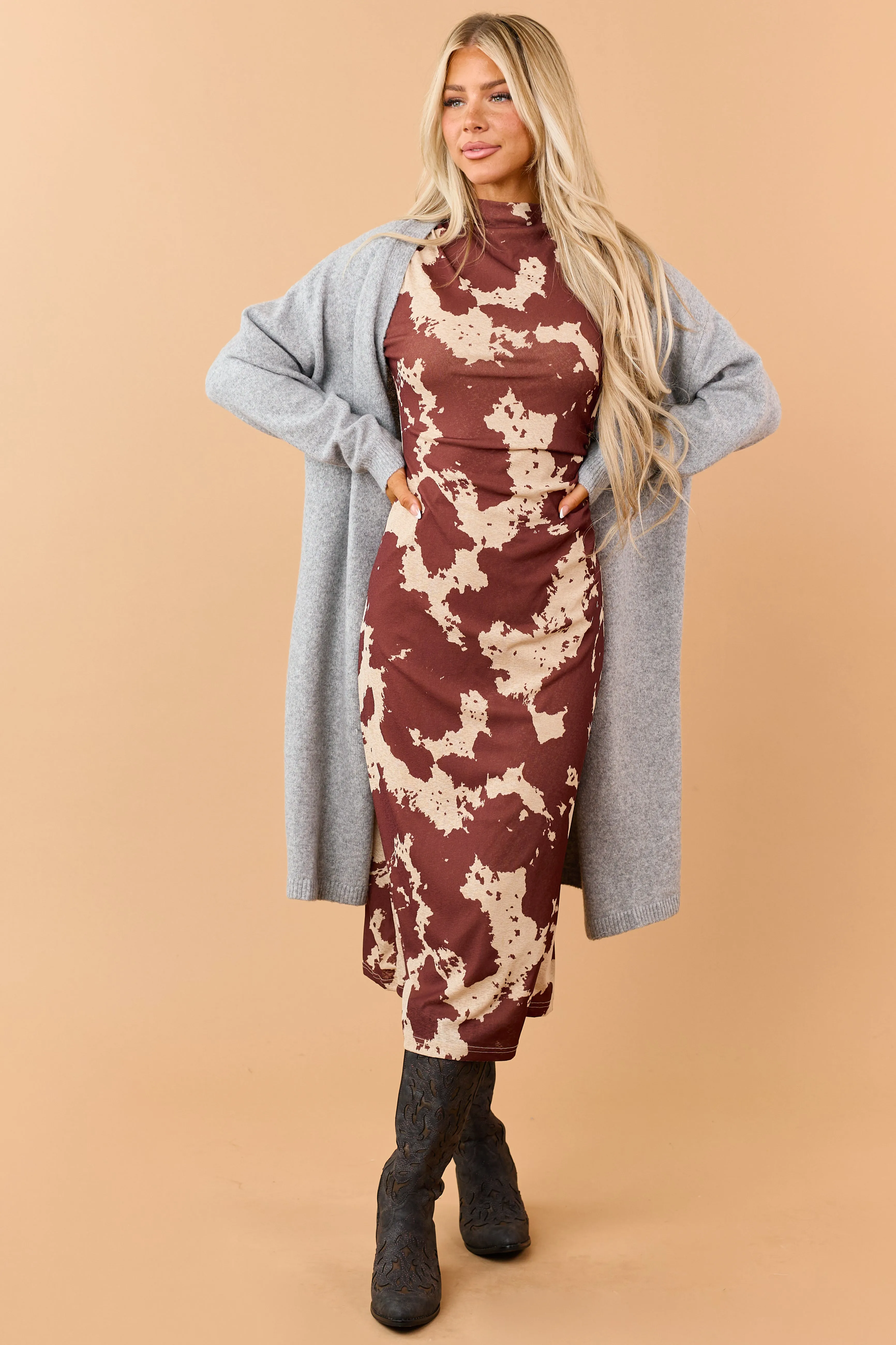 Heather Grey Rib Knit Open Front Duster Cardigan sold by Lime Lush product image thumbnail 2
