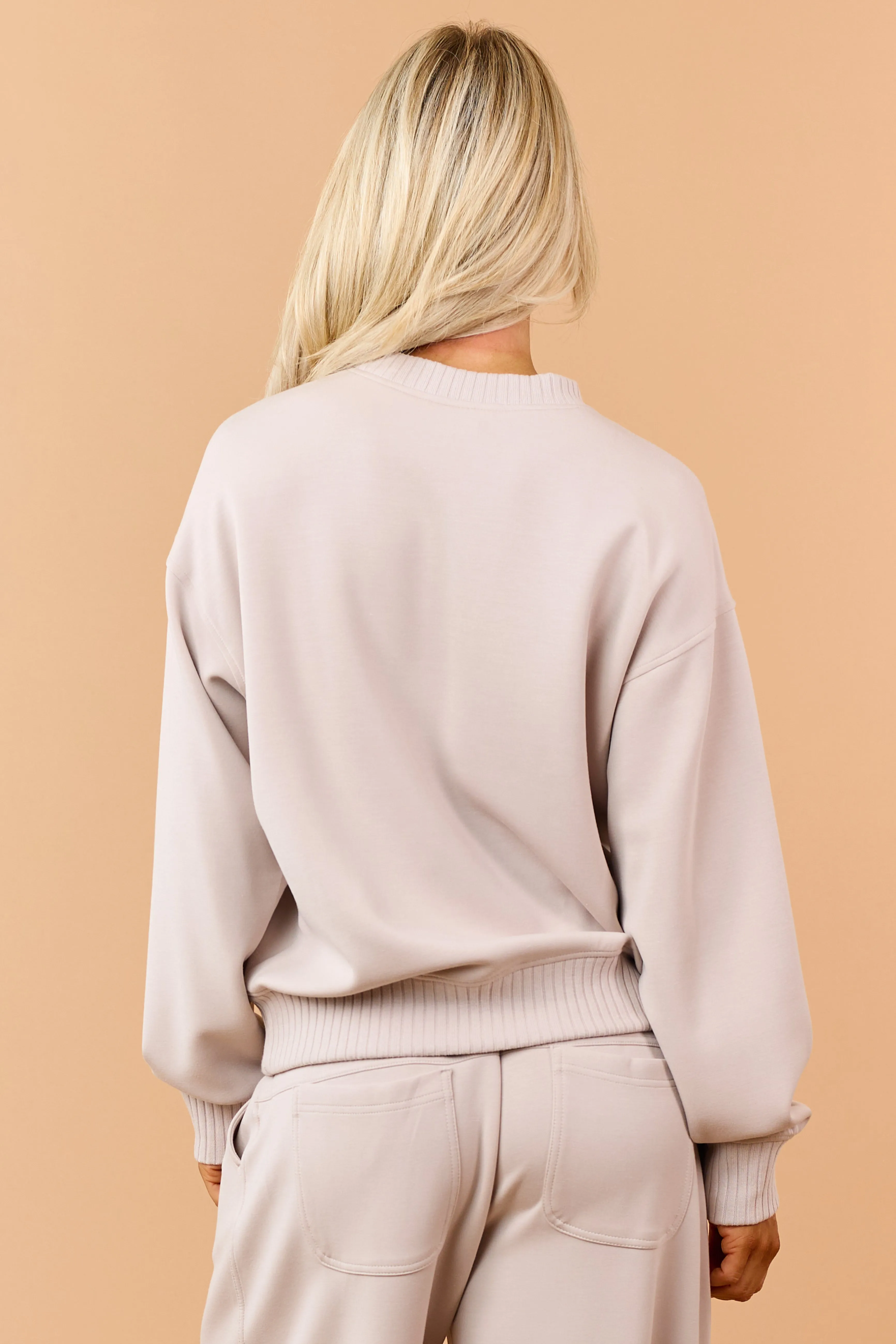 Almond Modal Scuba Knit Relaxed Sweatshirt sold by Lime Lush product image thumbnail 5