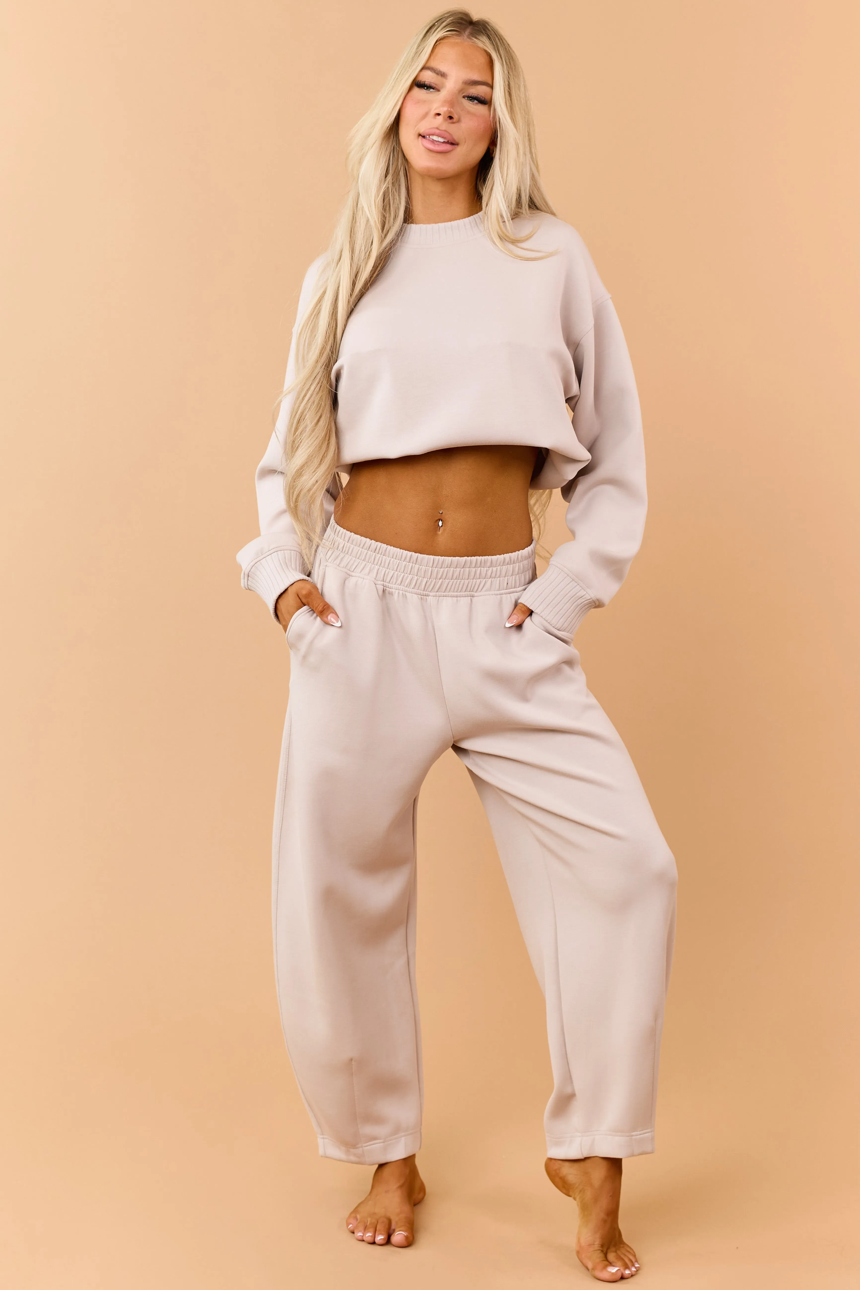Almond Modal Scuba Knit Relaxed Sweatshirt sold by Lime Lush product image thumbnail 3