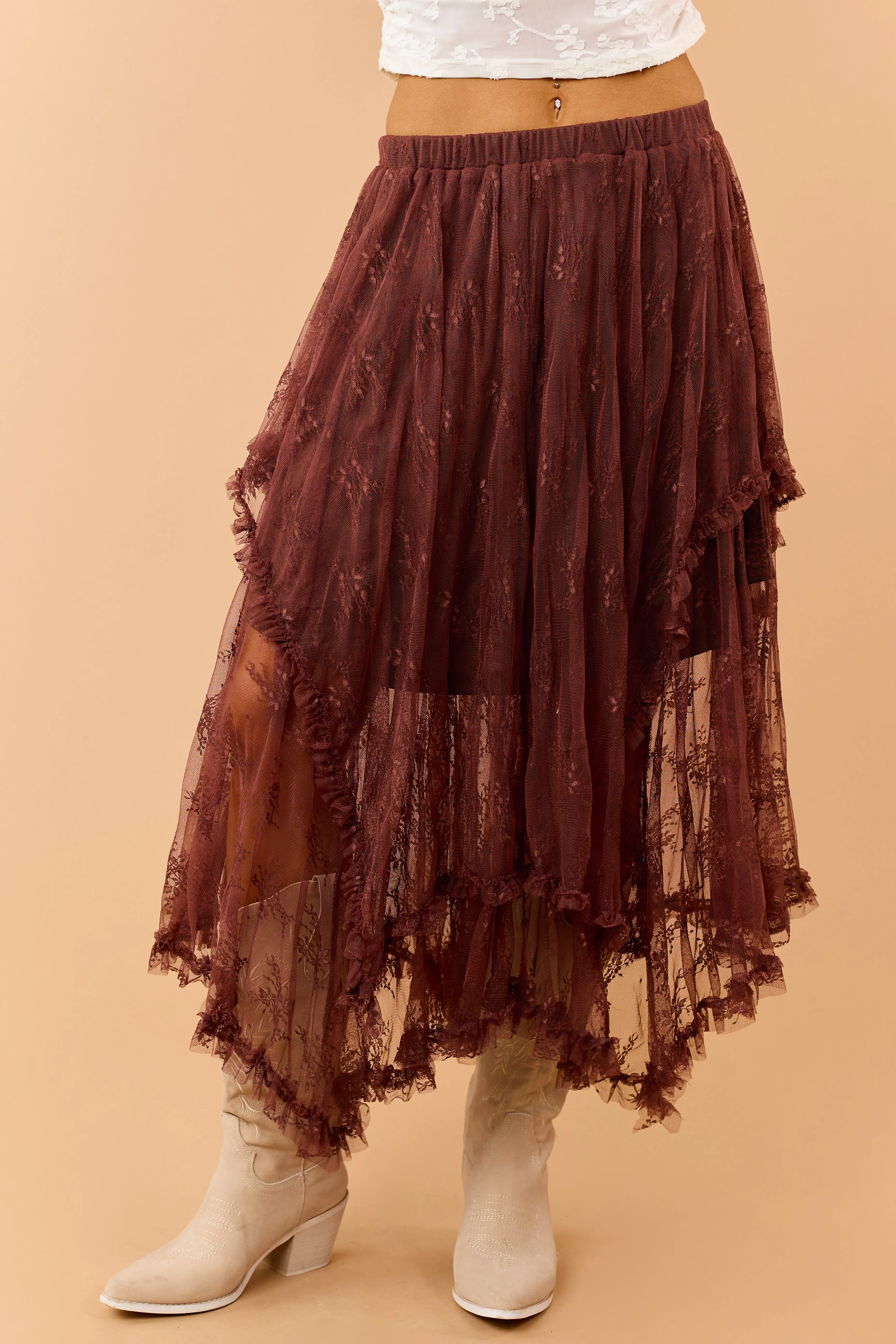 Sienna Rose Floral Lace Handkerchief Hem Midi Skirt sold by Lime Lush product image thumbnail 2