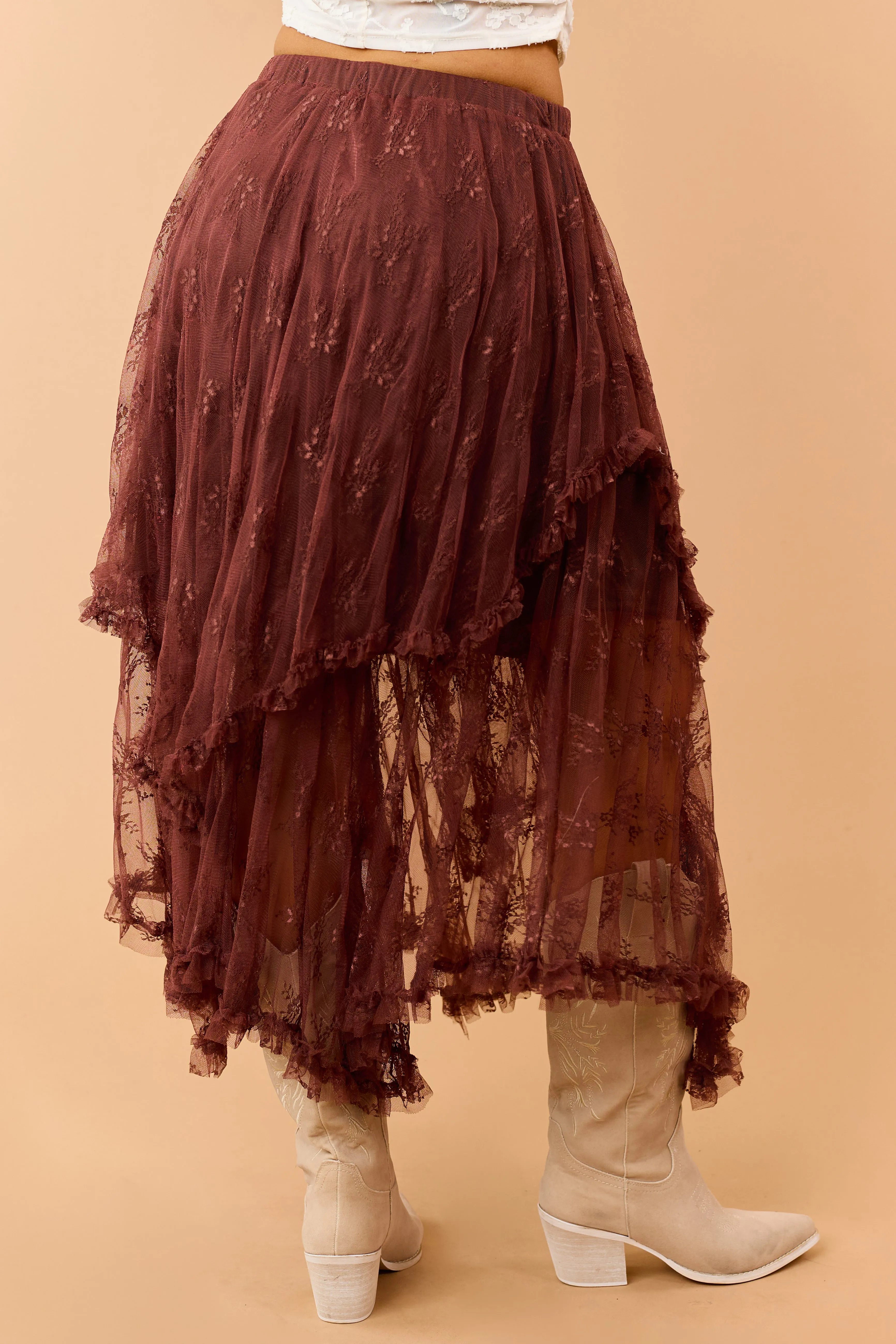 Sienna Rose Floral Lace Handkerchief Hem Midi Skirt sold by Lime Lush product image thumbnail 5
