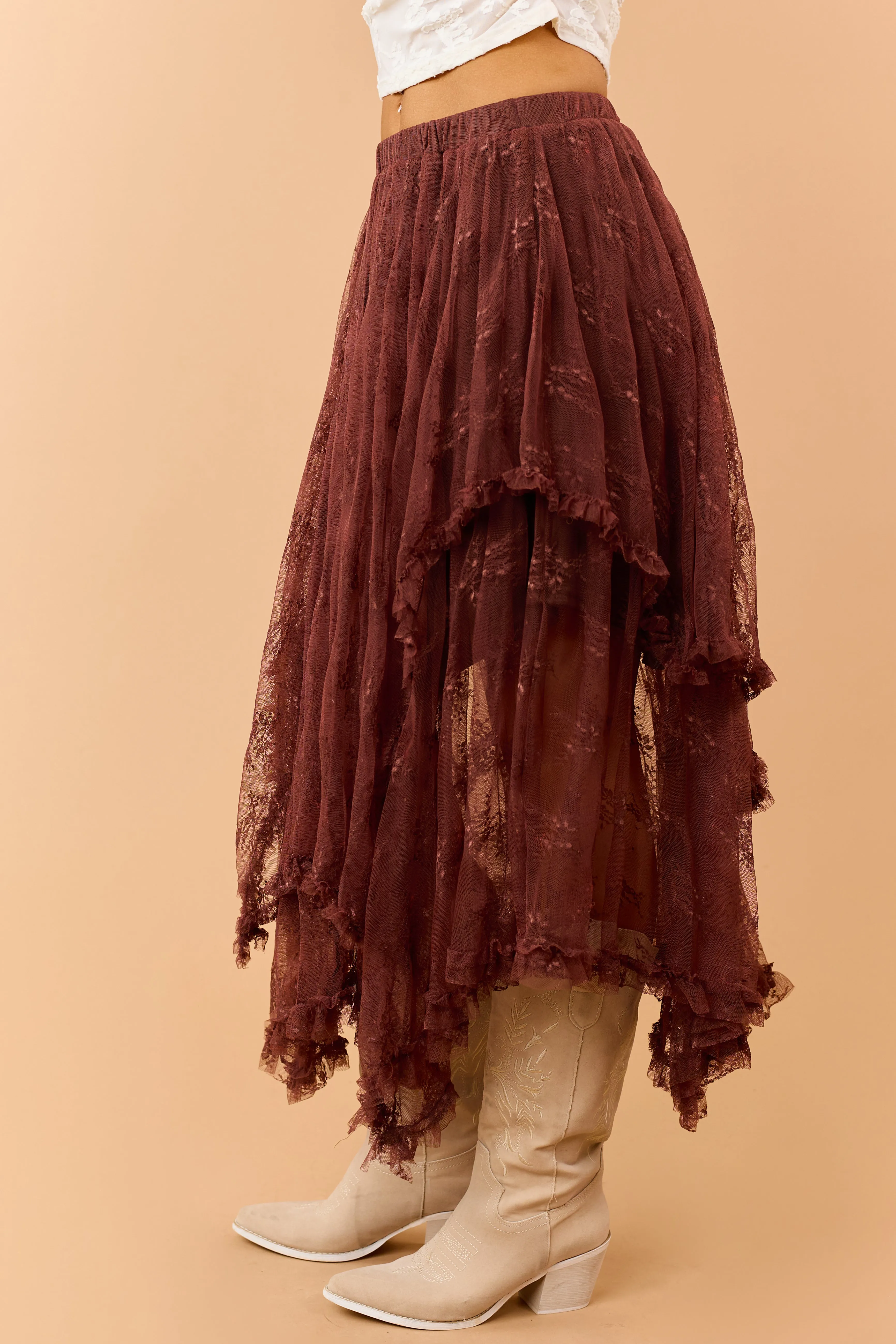 Sienna Rose Floral Lace Handkerchief Hem Midi Skirt sold by Lime Lush product image thumbnail 4