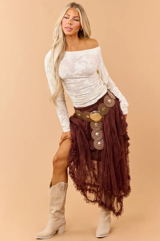 Sienna Rose Floral Lace Handkerchief Hem Midi Skirt made by BaeVely