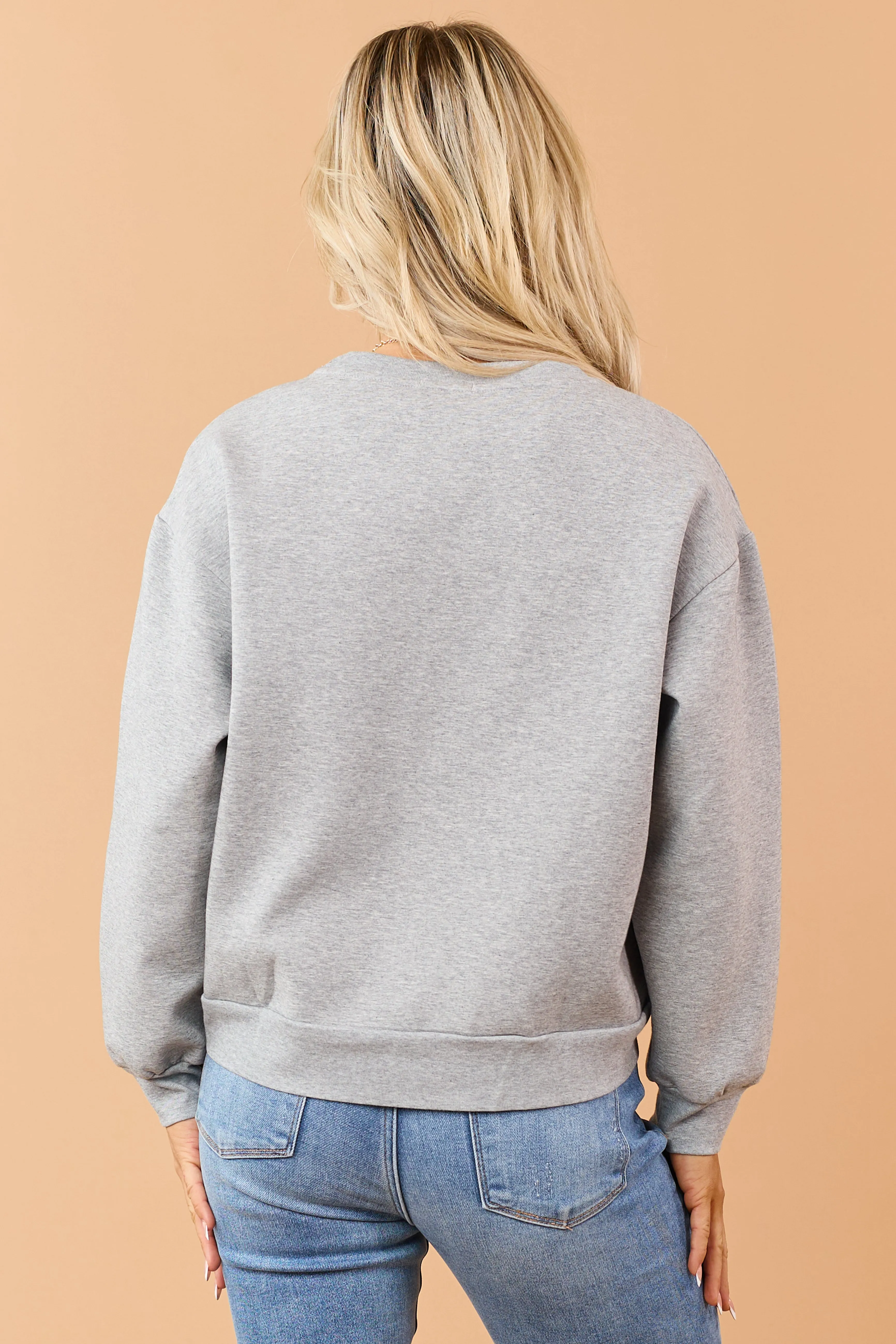 Heather Grey Relaxed Lace Hem Sweatshirt sold by Lime Lush product image thumbnail 5
