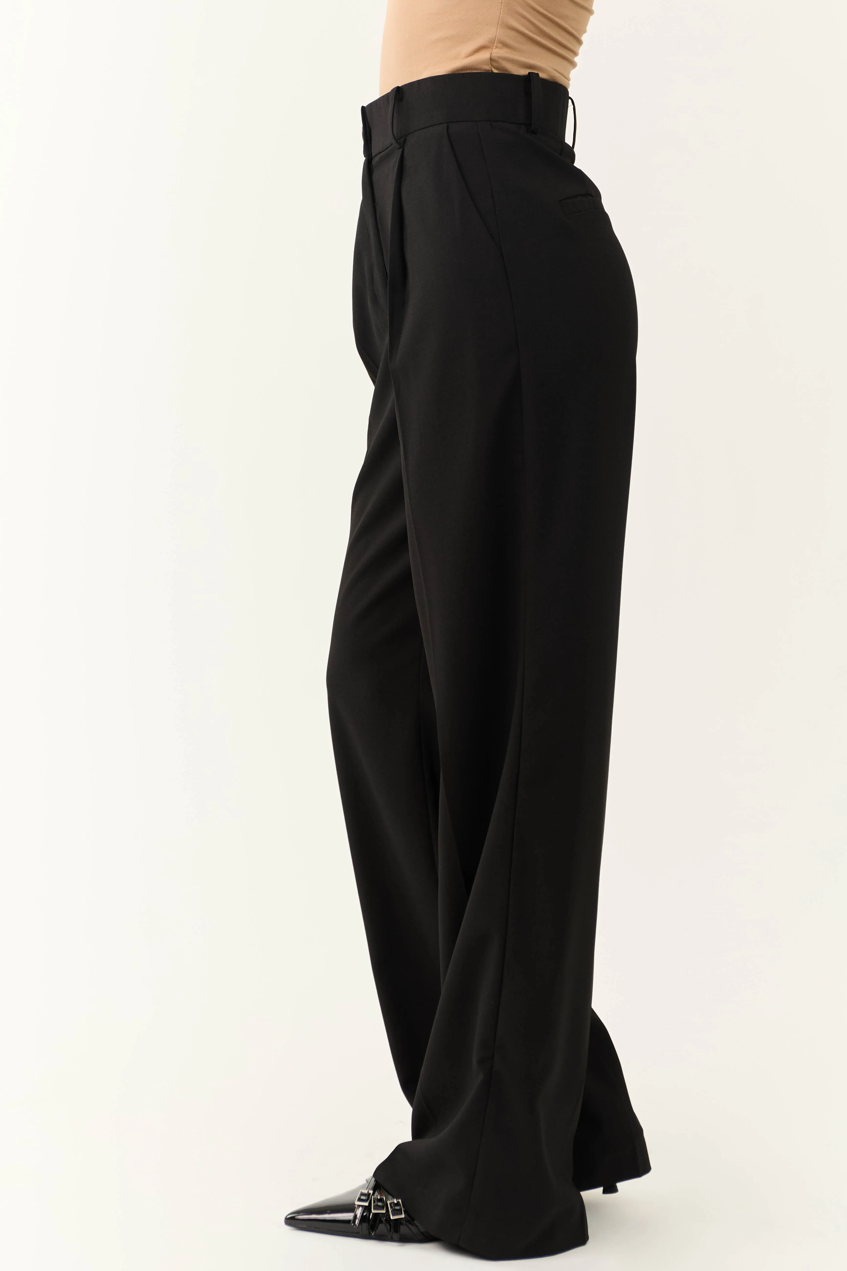 Black Wide Leg High Waisted Dress Pants sold by Lime Lush product image thumbnail 3