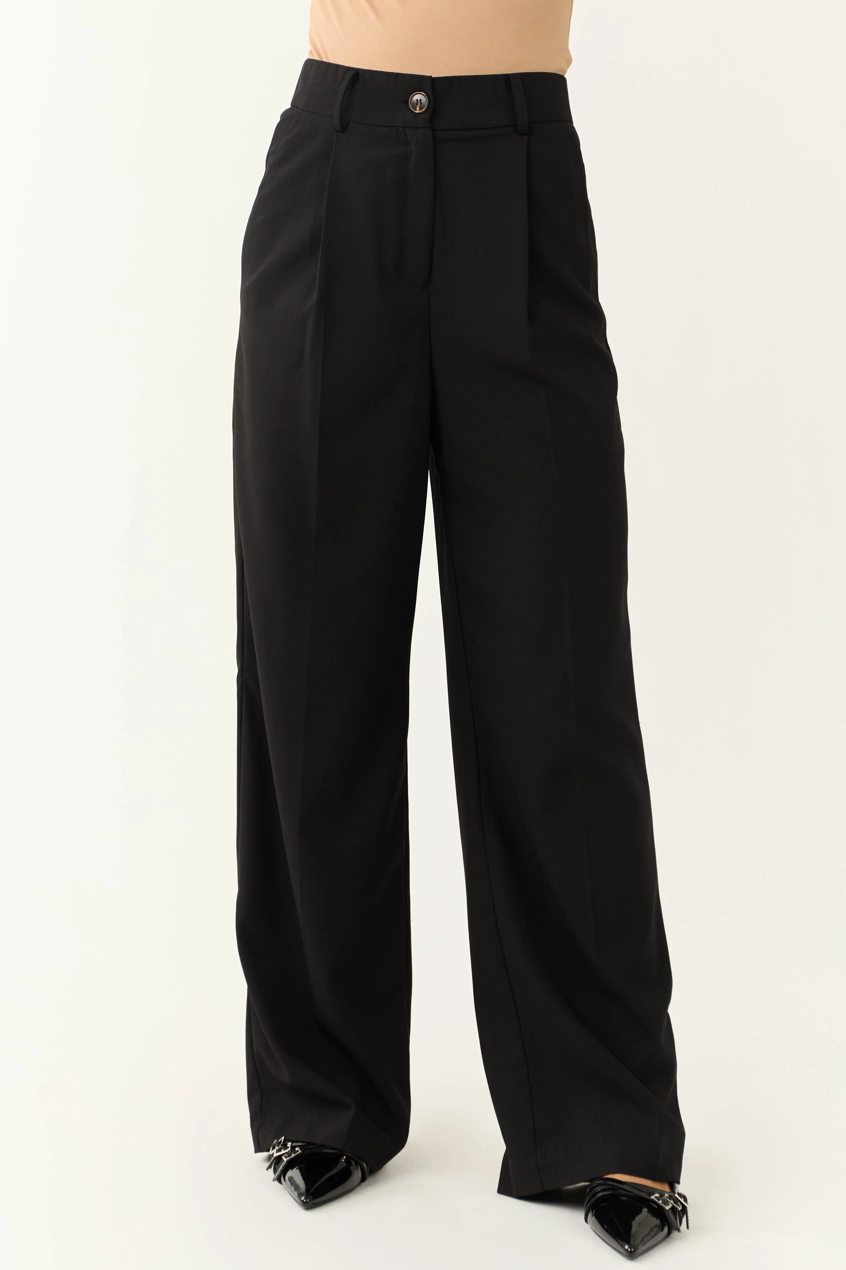 Black Wide Leg High Waisted Dress Pants sold by Lime Lush product image thumbnail 2