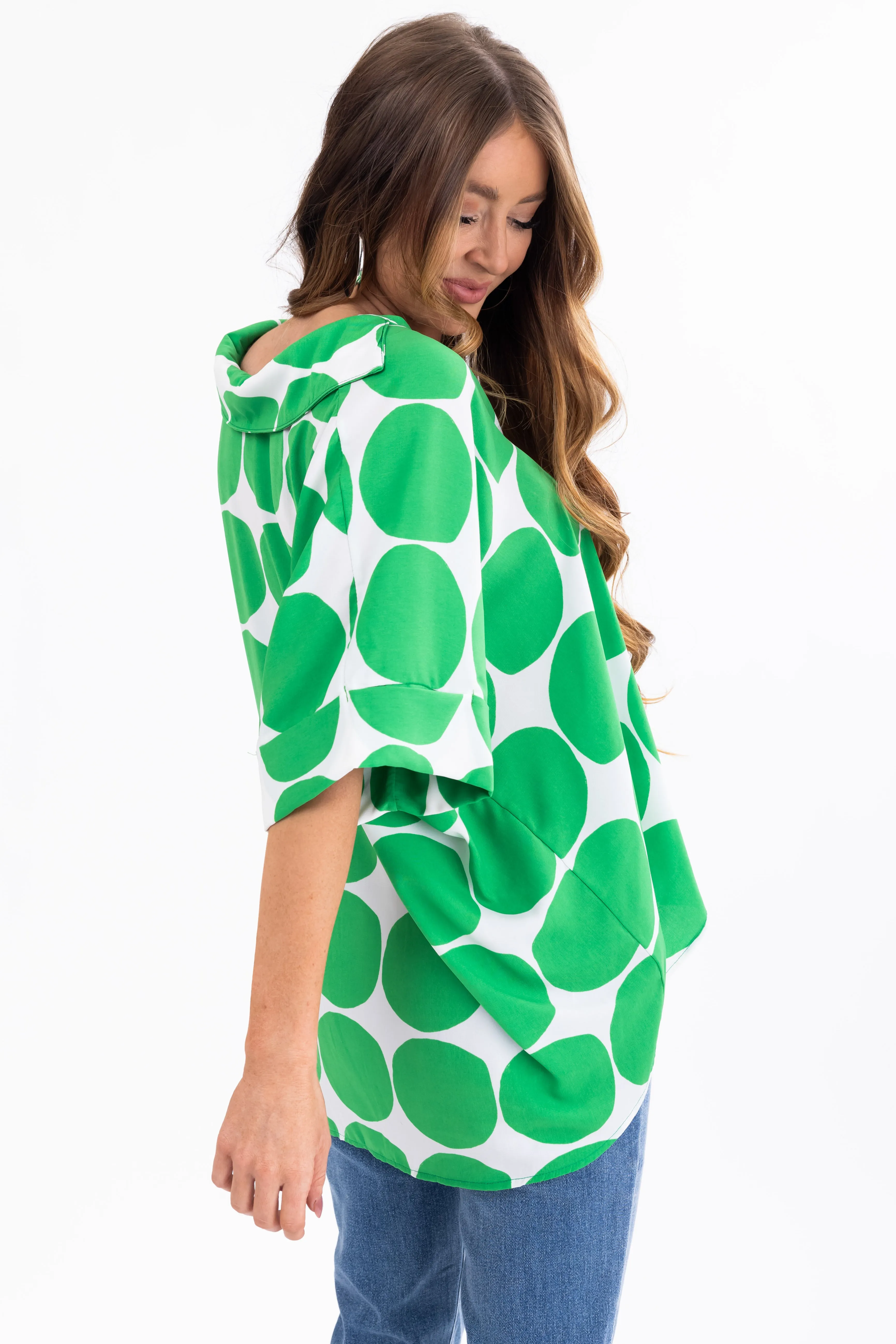 Kelly Green Large Dot Oversized Blouse sold by Lime Lush product image thumbnail 5