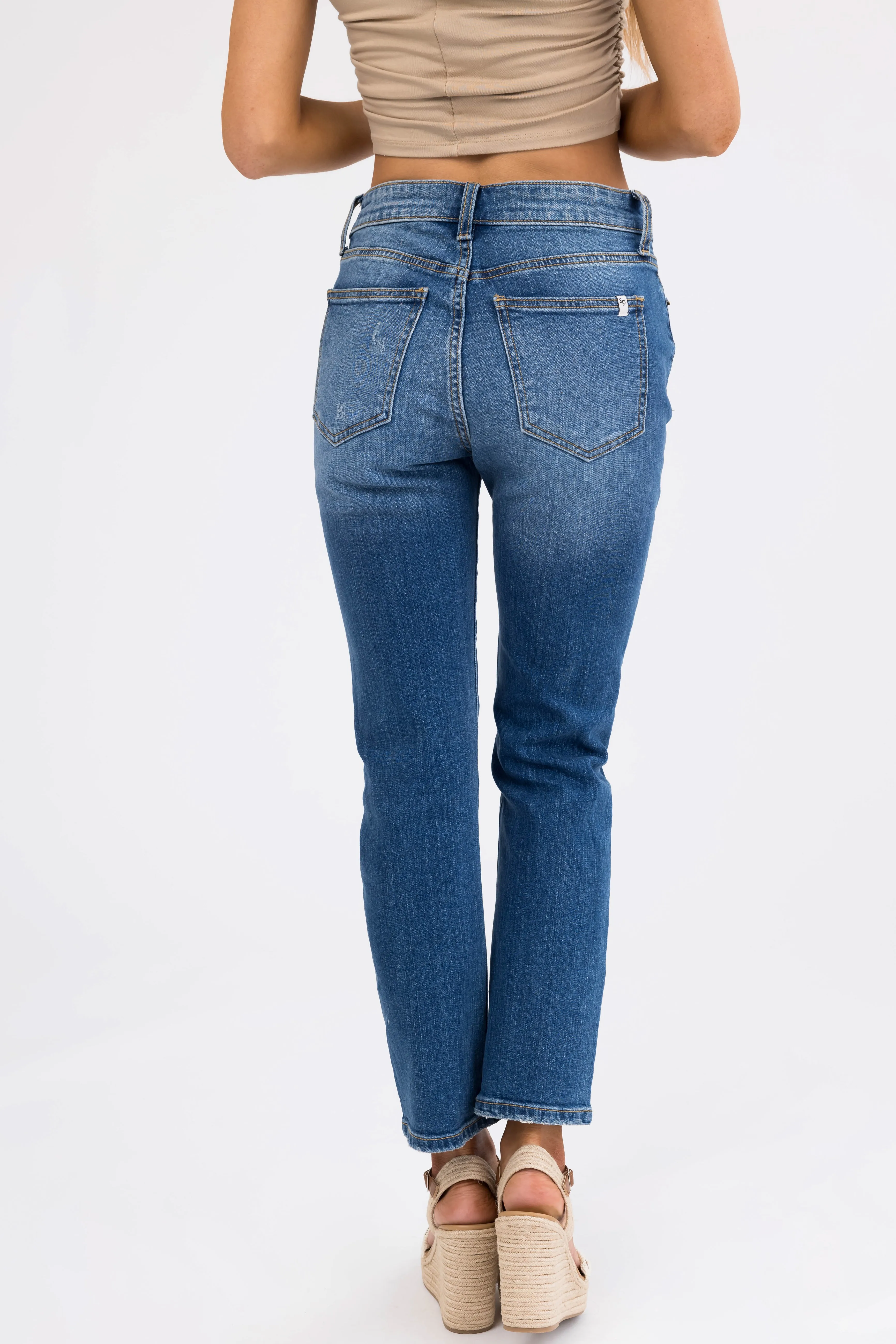 Sneak Peek Medium Wash High Rise Slim Fit Jeans sold by Lime Lush product image thumbnail 5