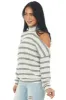 Ivory Striped Cold Shoulder Cowl Neck Knit Top sold by Lime Lush