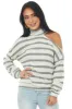 Ivory Striped Cold Shoulder Cowl Neck Knit Top sold by Lime Lush