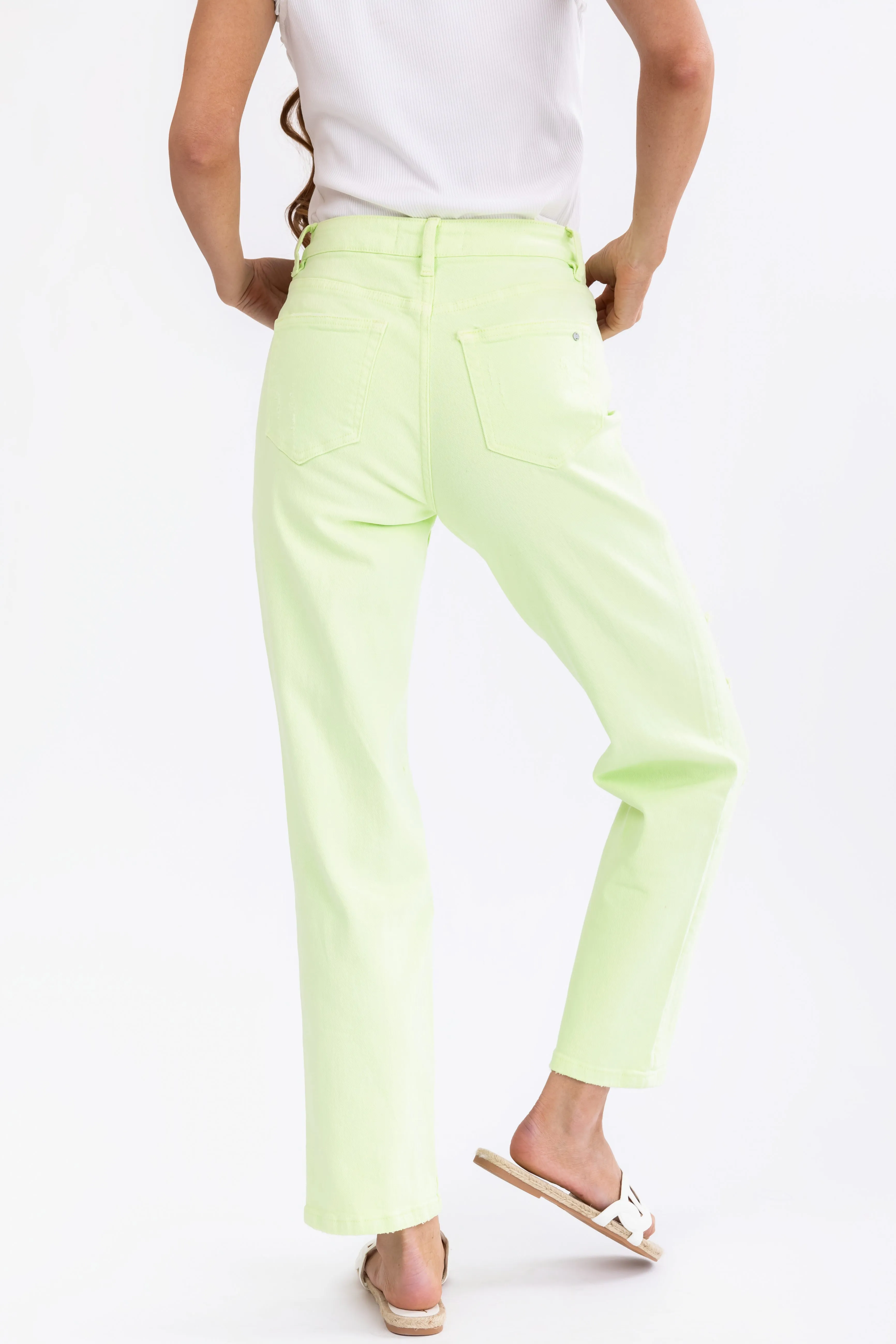 Mica Denim Bright Lime Straight Leg Jeans sold by Lime Lush product image thumbnail 4