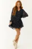 Black Floral Print V Neck Chiffon Short Dress sold by Lime Lush