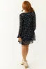 Black Floral Print V Neck Chiffon Short Dress sold by Lime Lush