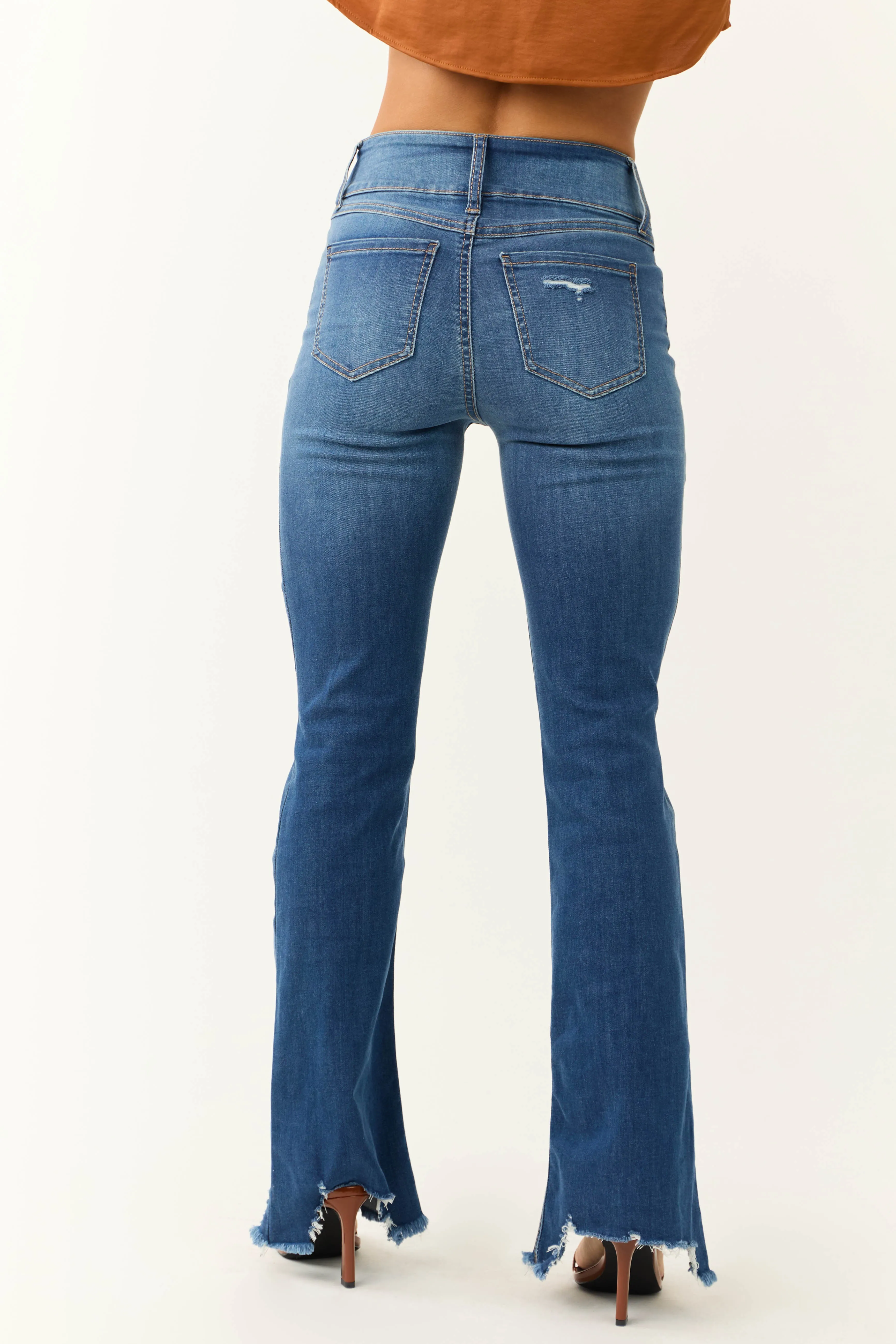 Rewash Medium Wash Fit and Flare Torn Hem Jeans sold by Lime Lush product image thumbnail 4