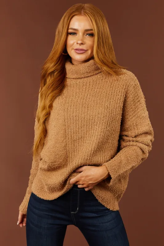 She+Sky Brown Sugar Textured Long Sleeve Turtleneck Sweater sold by Lime Lush