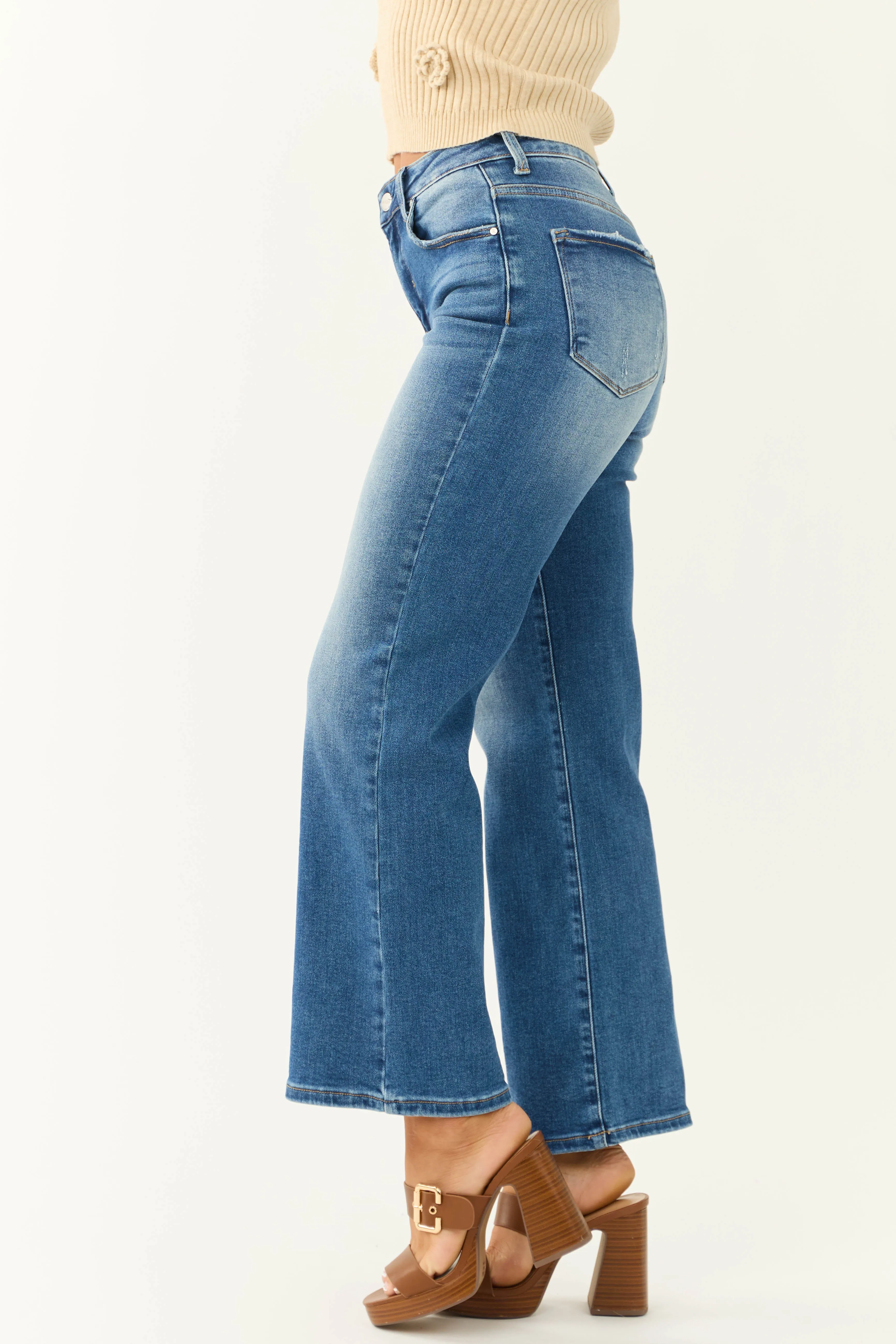 Risen Medium Wash Wide Leg High Rise Jeans sold by Lime Lush product image thumbnail 3