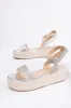 Silver Rhinestone Espadrille Platform Sandals sold by Lime Lush