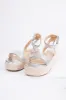 Silver Rhinestone Espadrille Platform Sandals sold by Lime Lush
