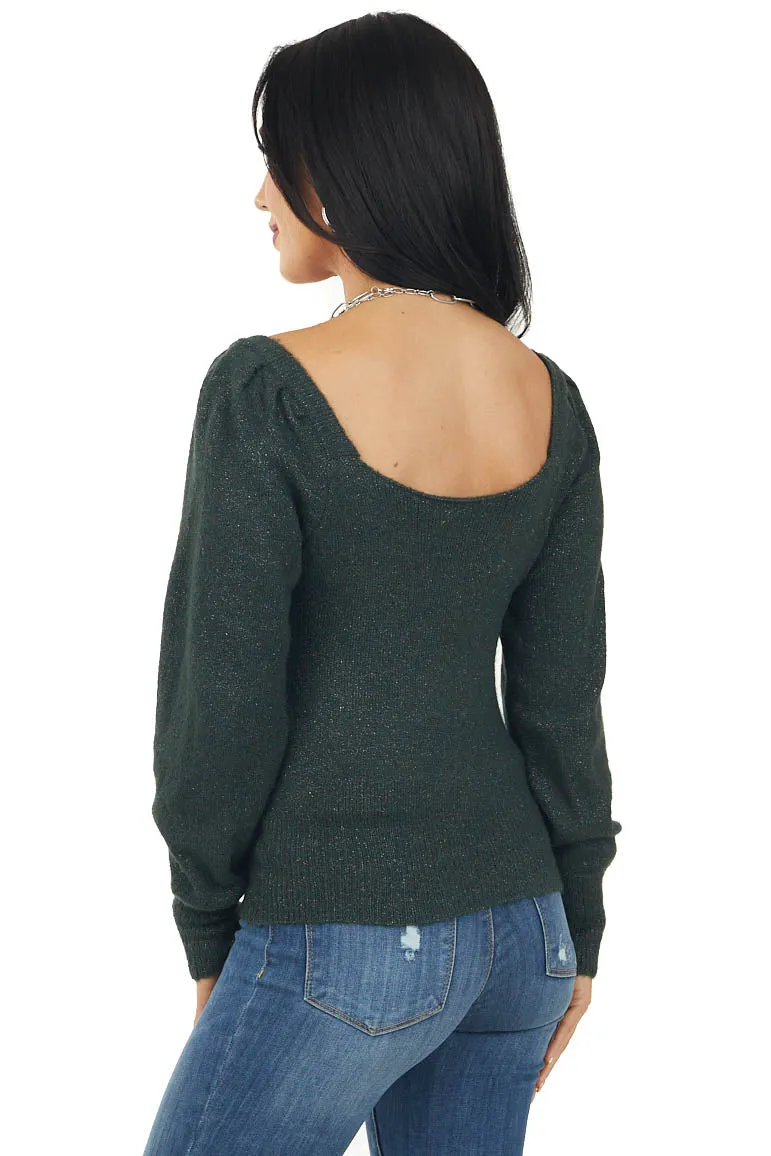 Forest Green Long Sleeve Lightweight Lurex Sweater sold by Lime Lush product image thumbnail 4