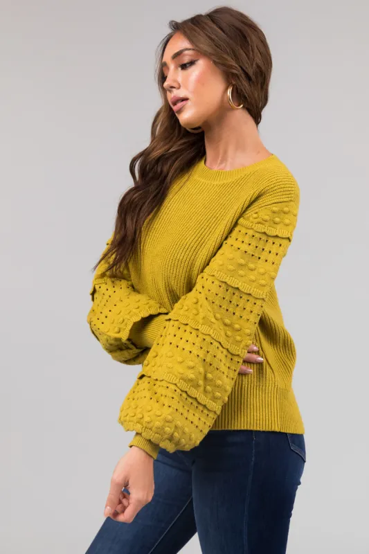 Straw Long Sleeve Pointelle Detail Sweater sold by Lime Lush