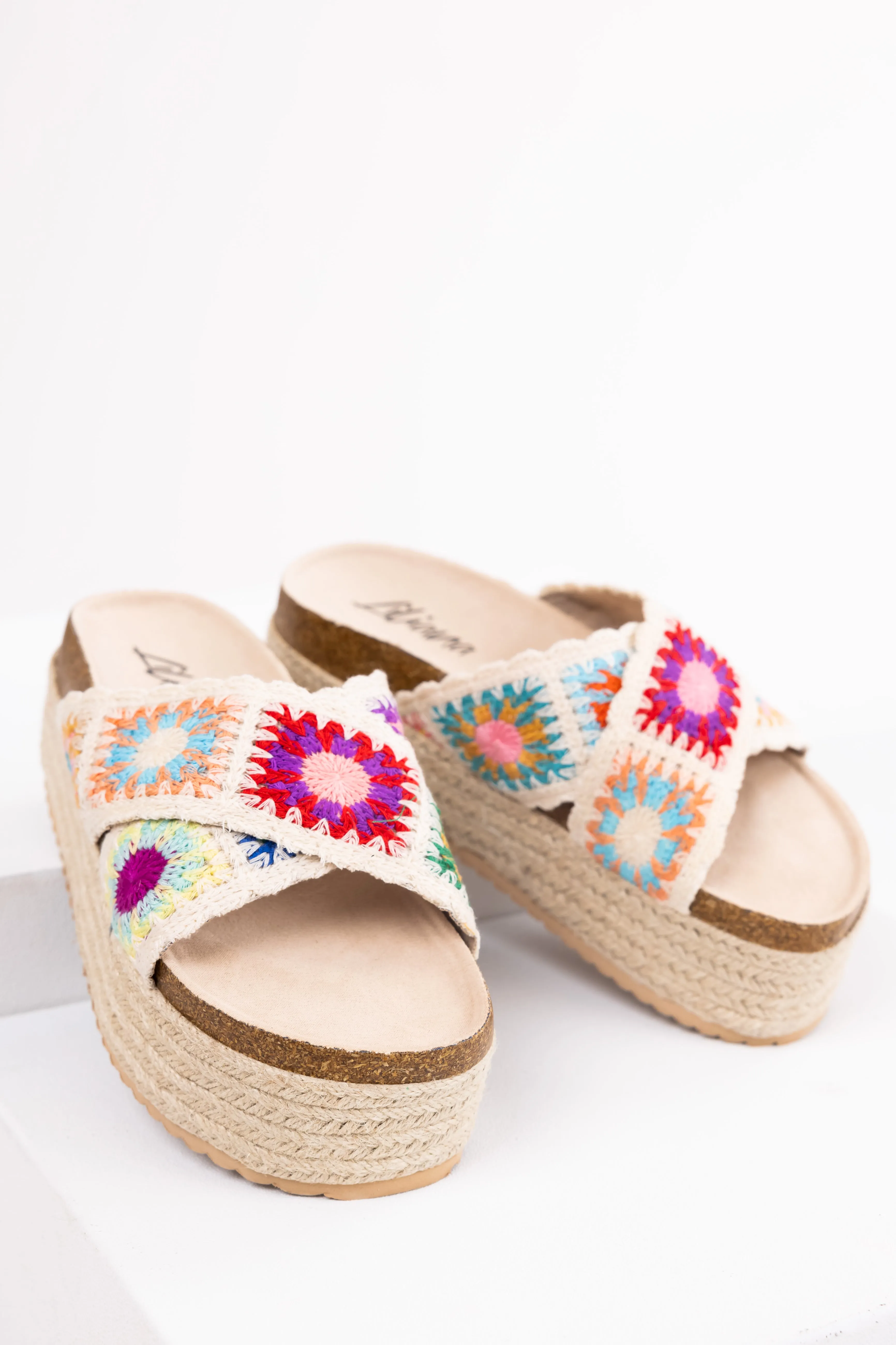 Cream Multicolor Crochet Espadrille Sandals sold by Lime Lush product image thumbnail 2