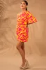 Tangerine Floral Print One Shoulder Mini Dress sold by Lime Lush
