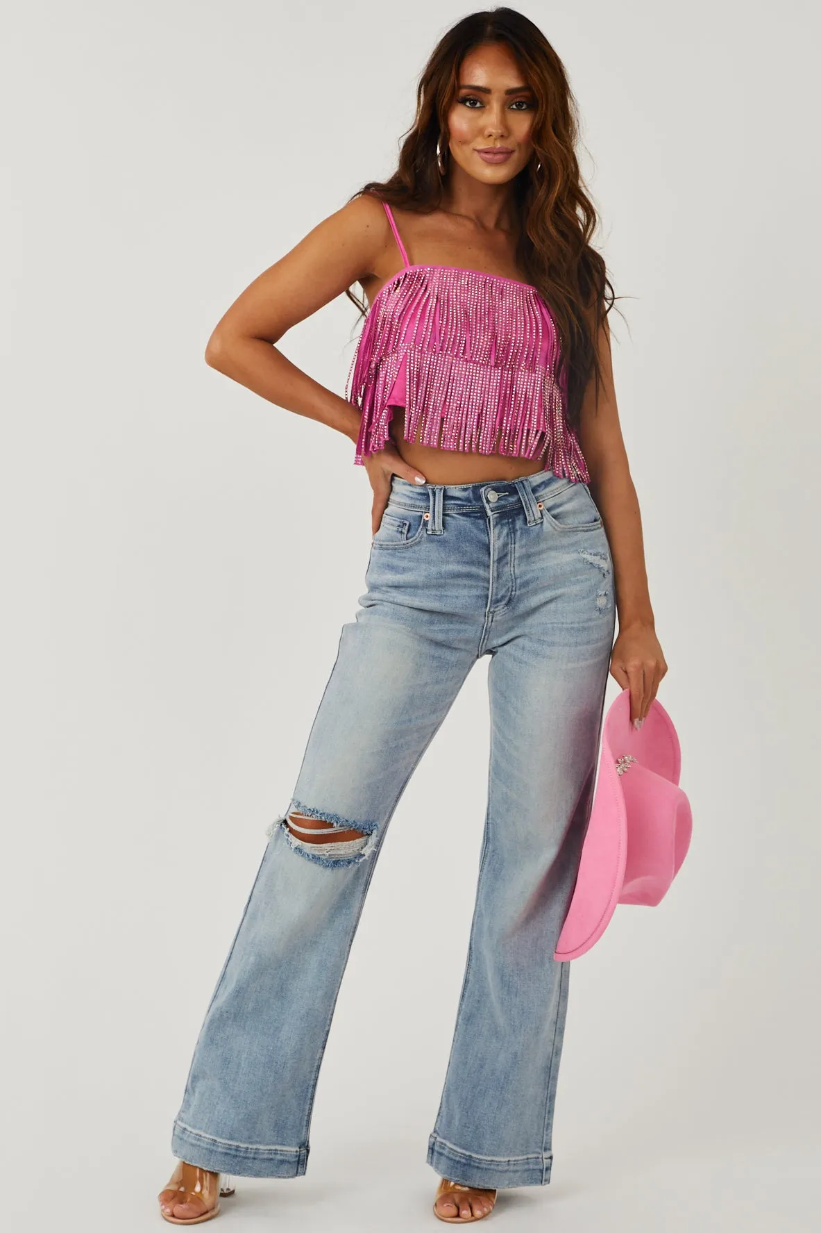 Artemis Light Wash High Rise Wide Leg Denim Jeans sold by Lime Lush