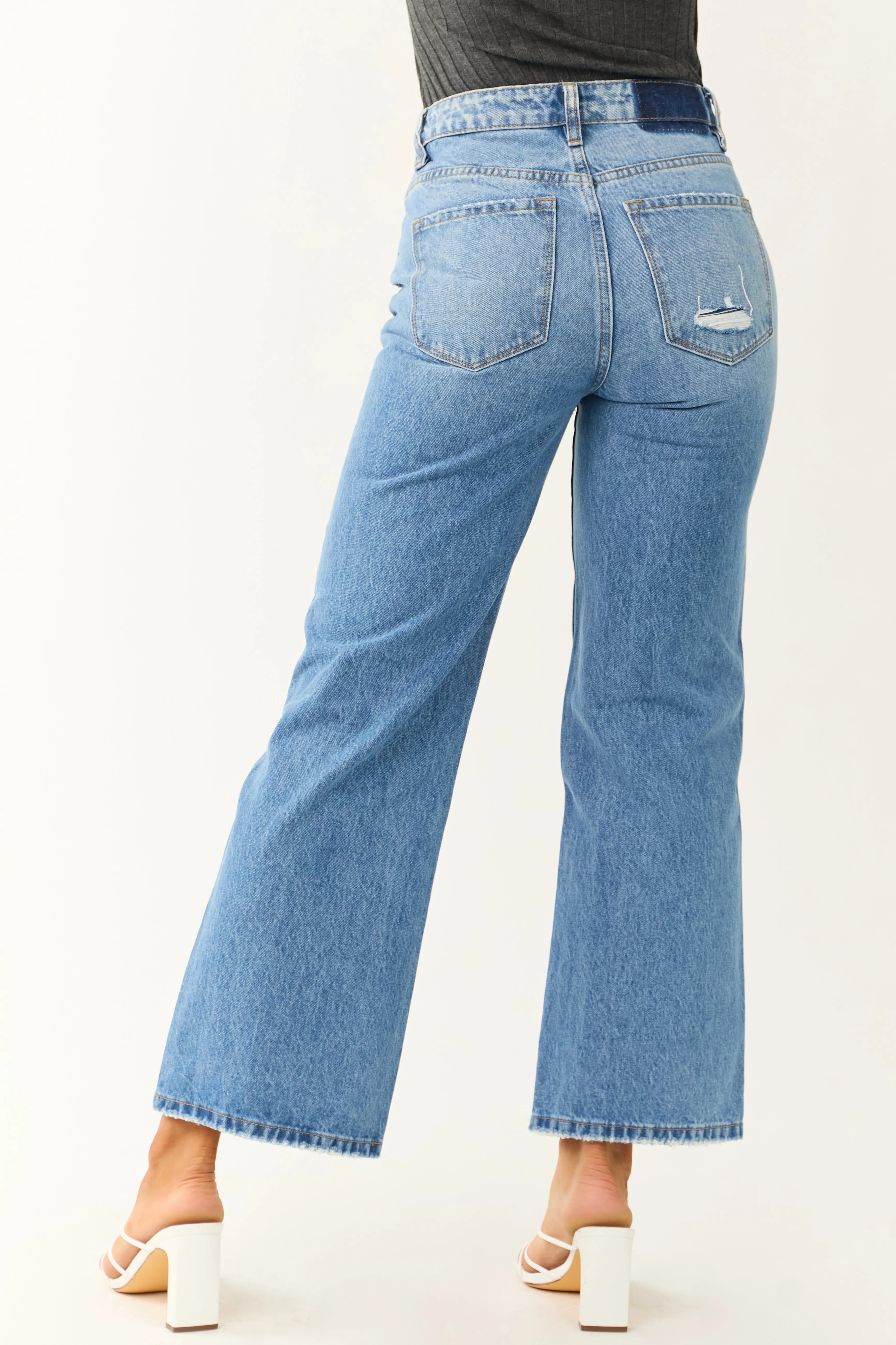 Vervet Medium Wash Wide Leg Ankle Jeans sold by Lime Lush product image thumbnail 4