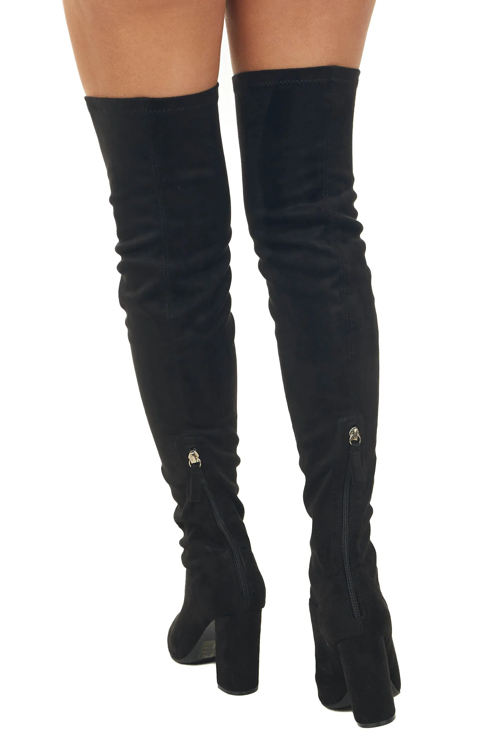 Black Faux Suede Slouchy Knee Length Boots sold by Lime Lush product image thumbnail 2