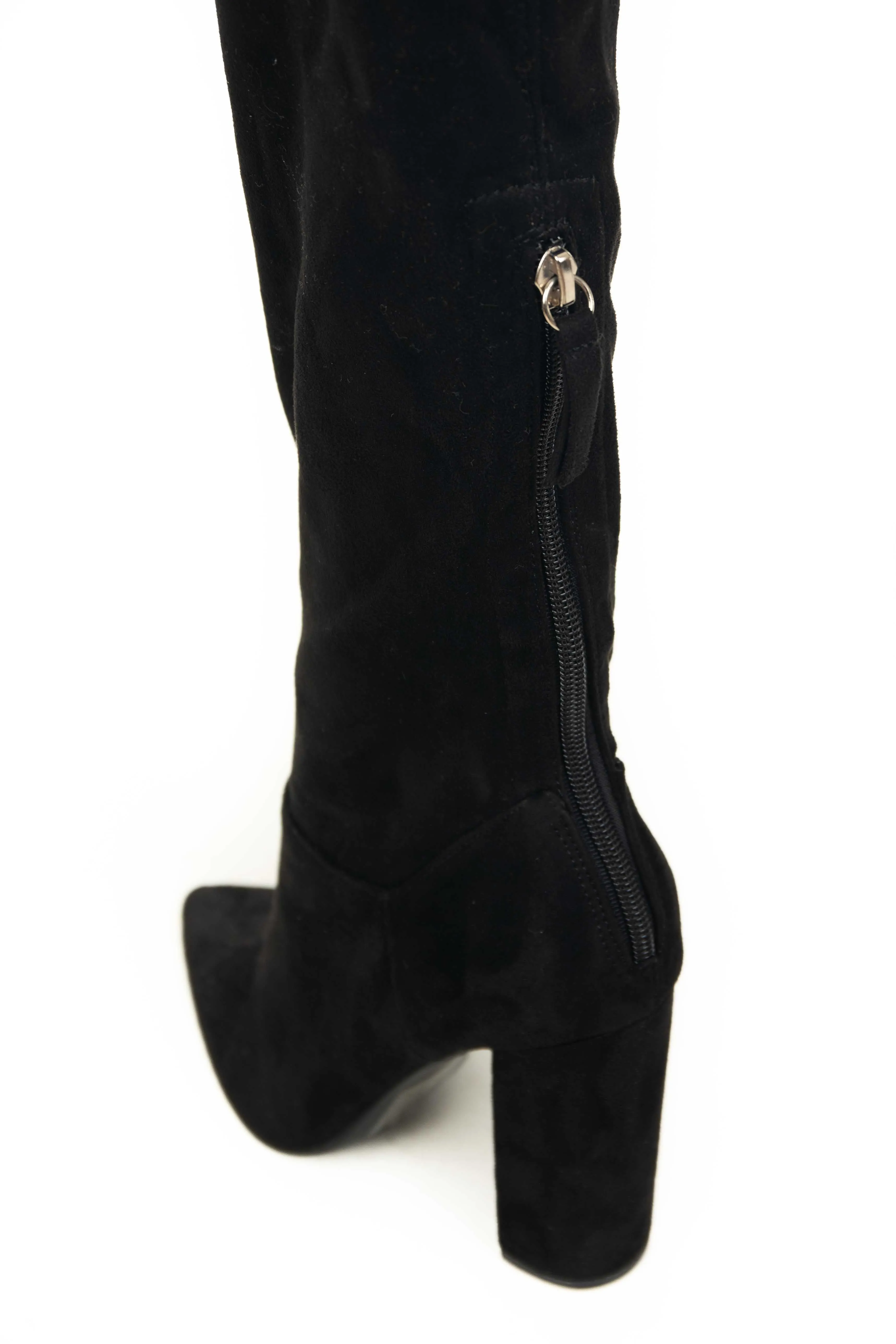 Black Faux Suede Slouchy Knee Length Boots sold by Lime Lush product image thumbnail 4