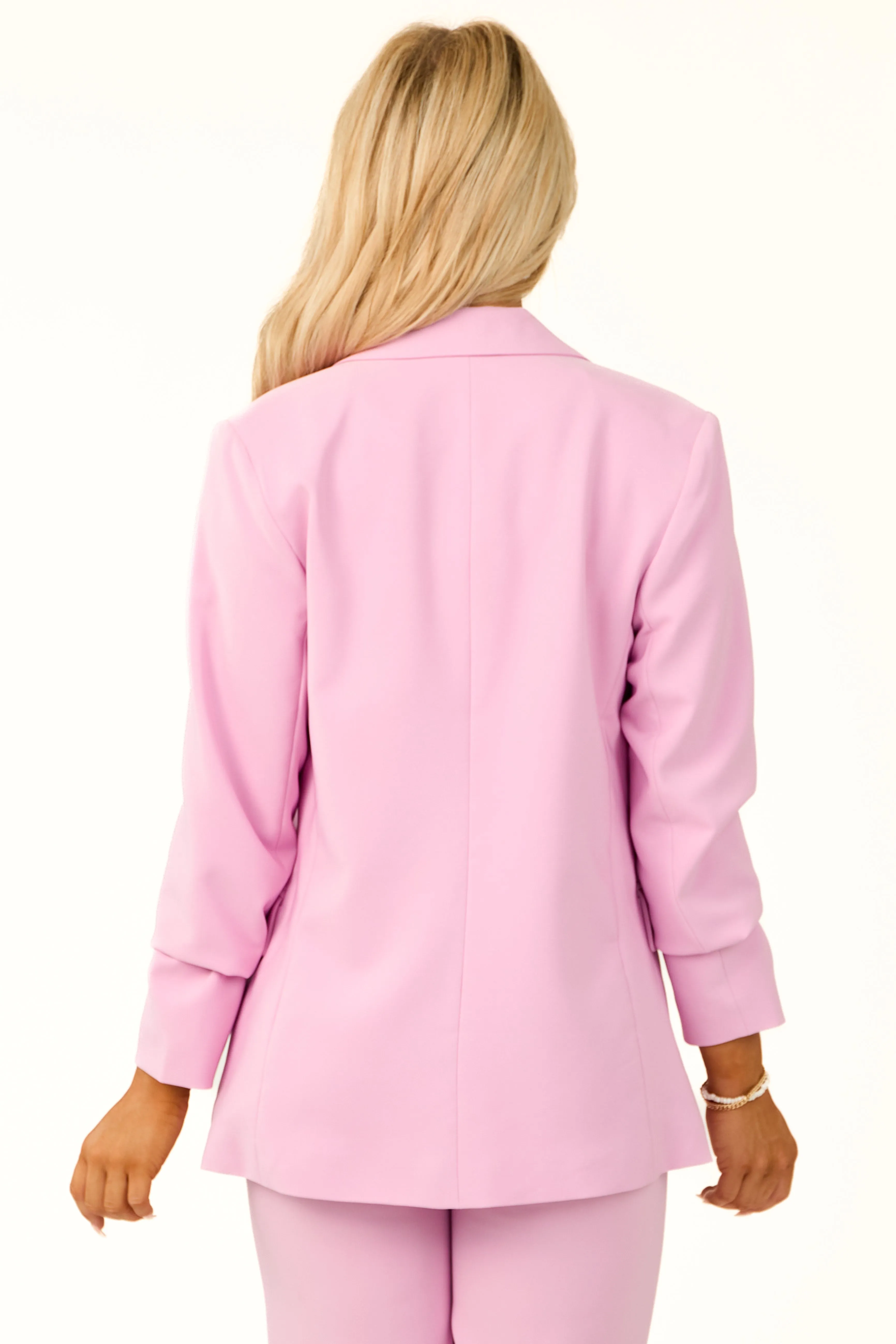 Bubblegum Solid Double Button Long Blazer sold by Lime Lush product image thumbnail 5