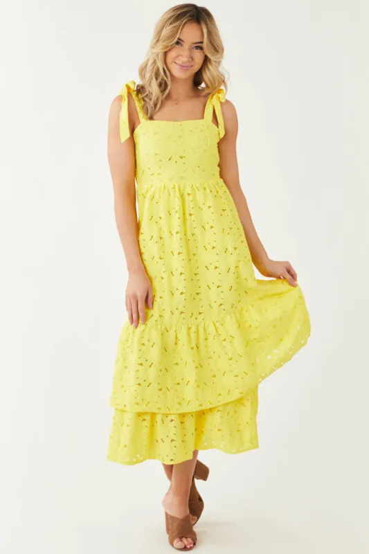 Flying Tomato Sunshine Lace Sleeveless Layered Midi Dress sold by Lime Lush