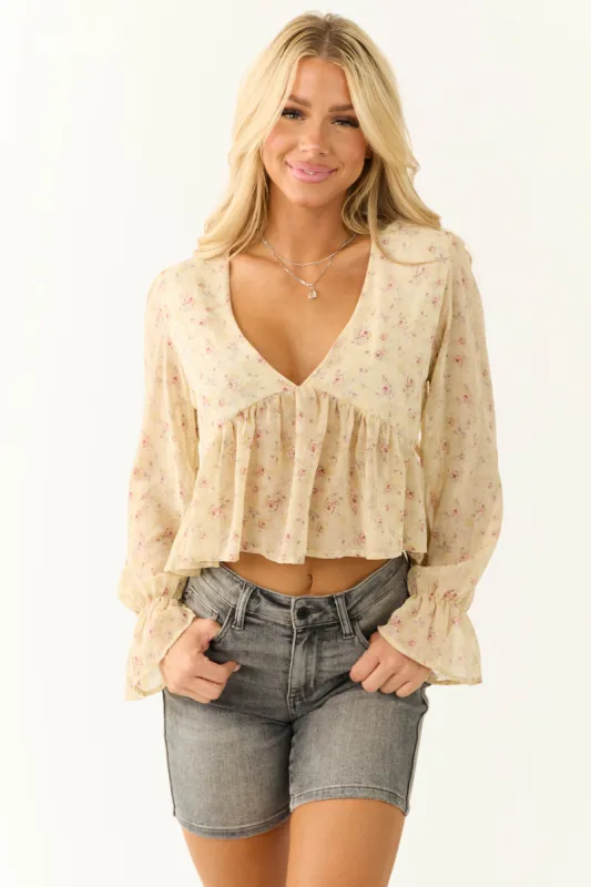 Honeysuckle Floral Print Long Sleeve Top sold by Lime Lush