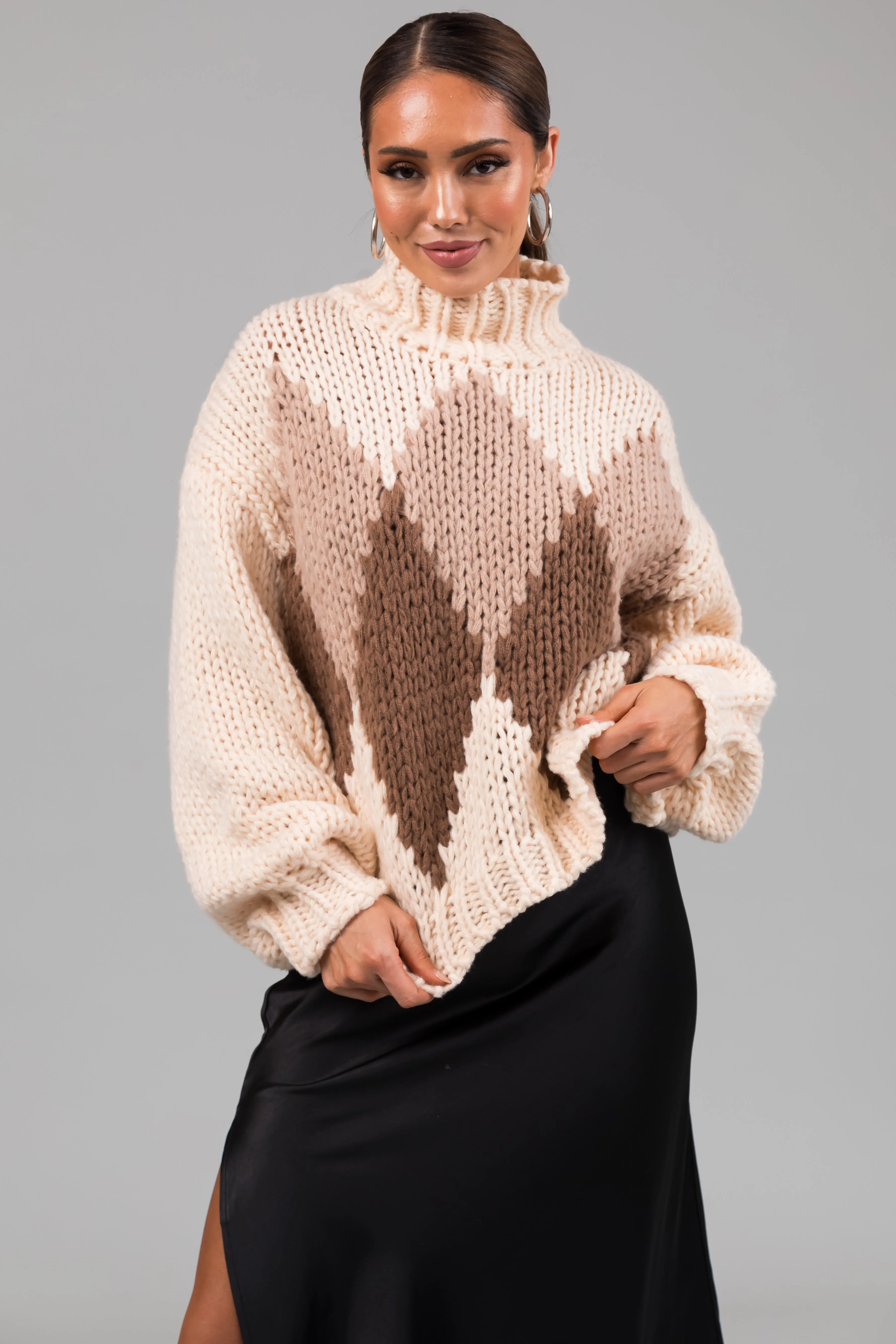She+Sky Champagne Diamond Sweater sold by Lime Lush product image thumbnail 3