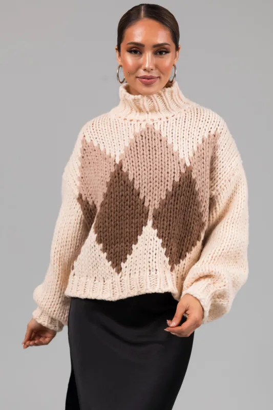 She+Sky Champagne Diamond Sweater sold by Lime Lush