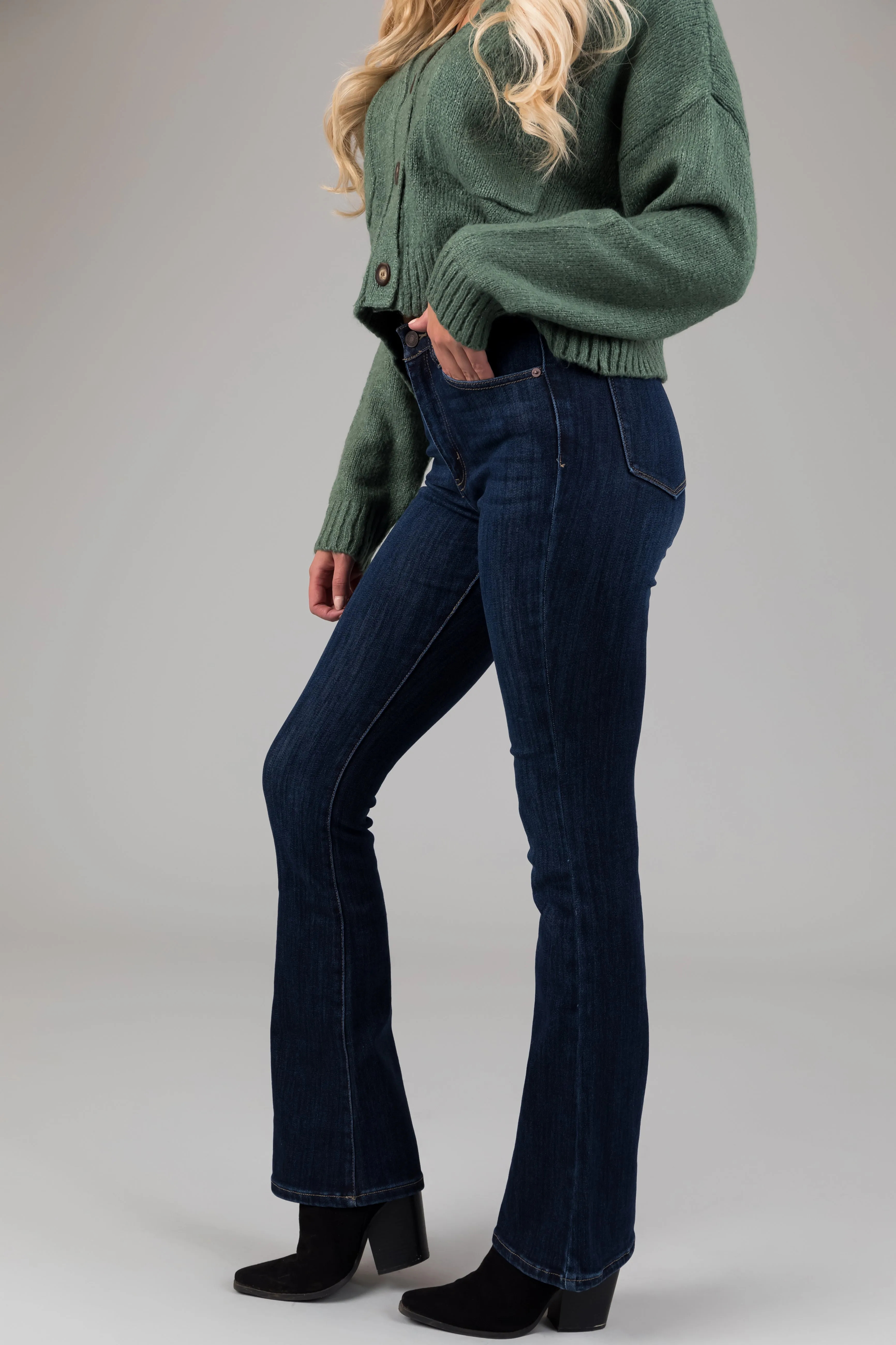 KanCan Super Dark High Rise Bootcut Jeans sold by Lime Lush product image thumbnail 3