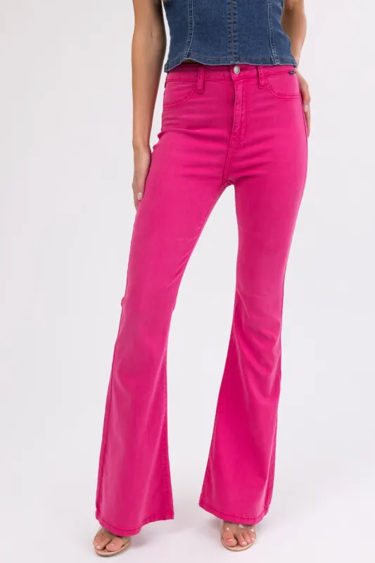 Cello Magenta High Rise Flare Leg Jeans sold by Lime Lush